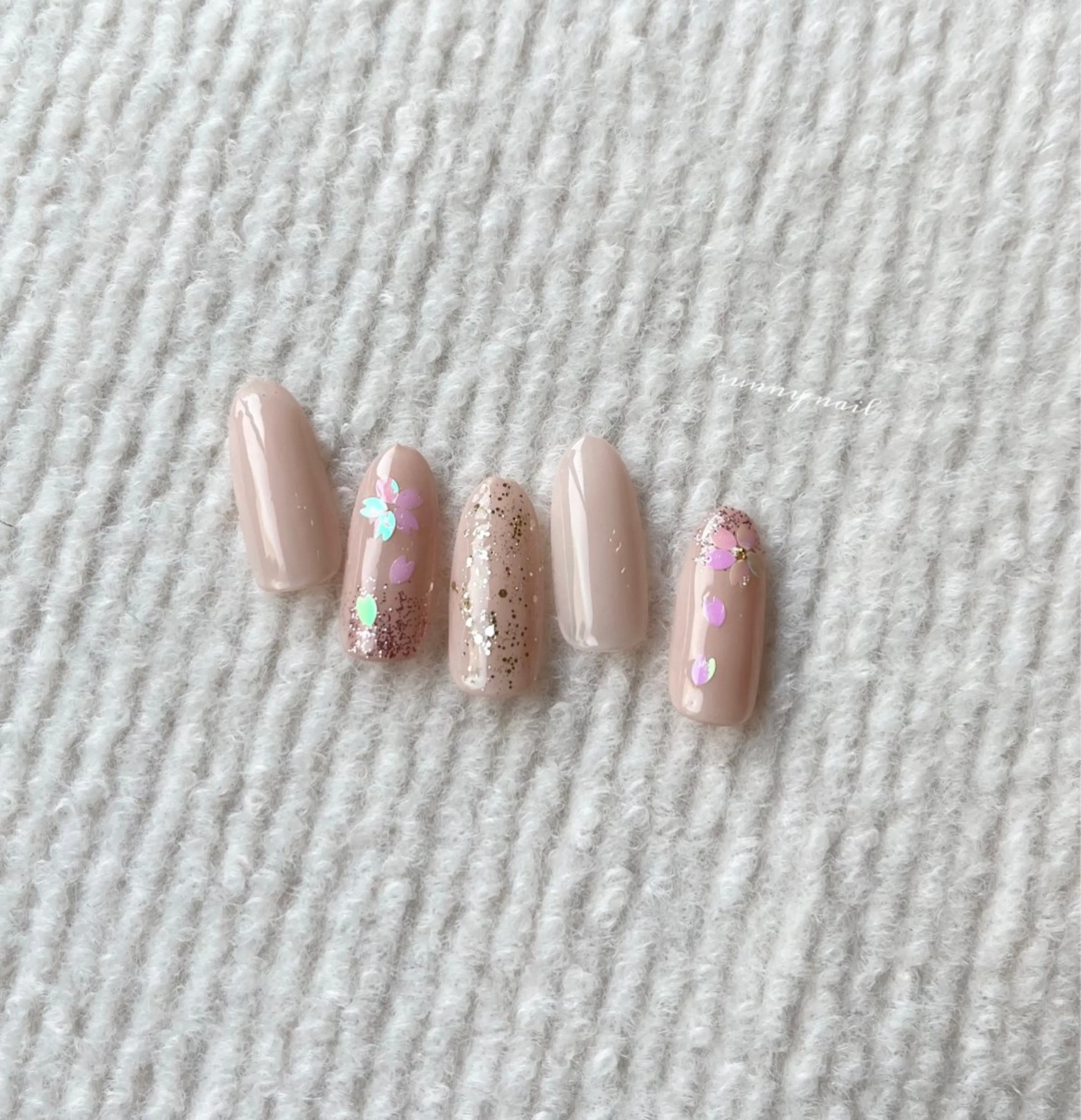 ネイル 桜ネイル ジェルネイル パラジェル ピンク 春ネイル sunny nailのネイルデザイン