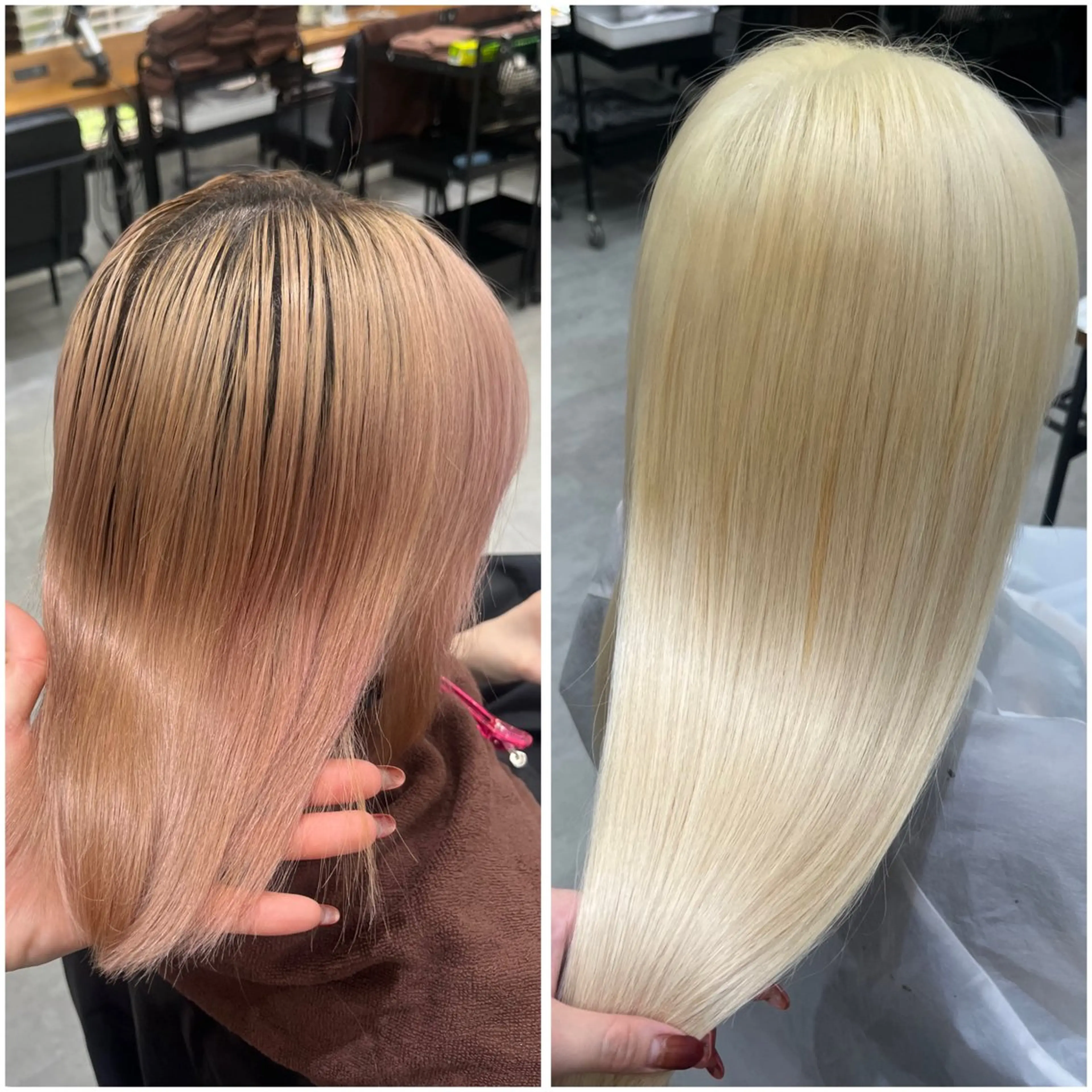 ロング カラー シールエクステ ブリーチ ブロンド ピンクカラー エクステ ヘアカラー トリートメント エクステ MAKO ❤️‍🔥NEXTのヘアスタイル