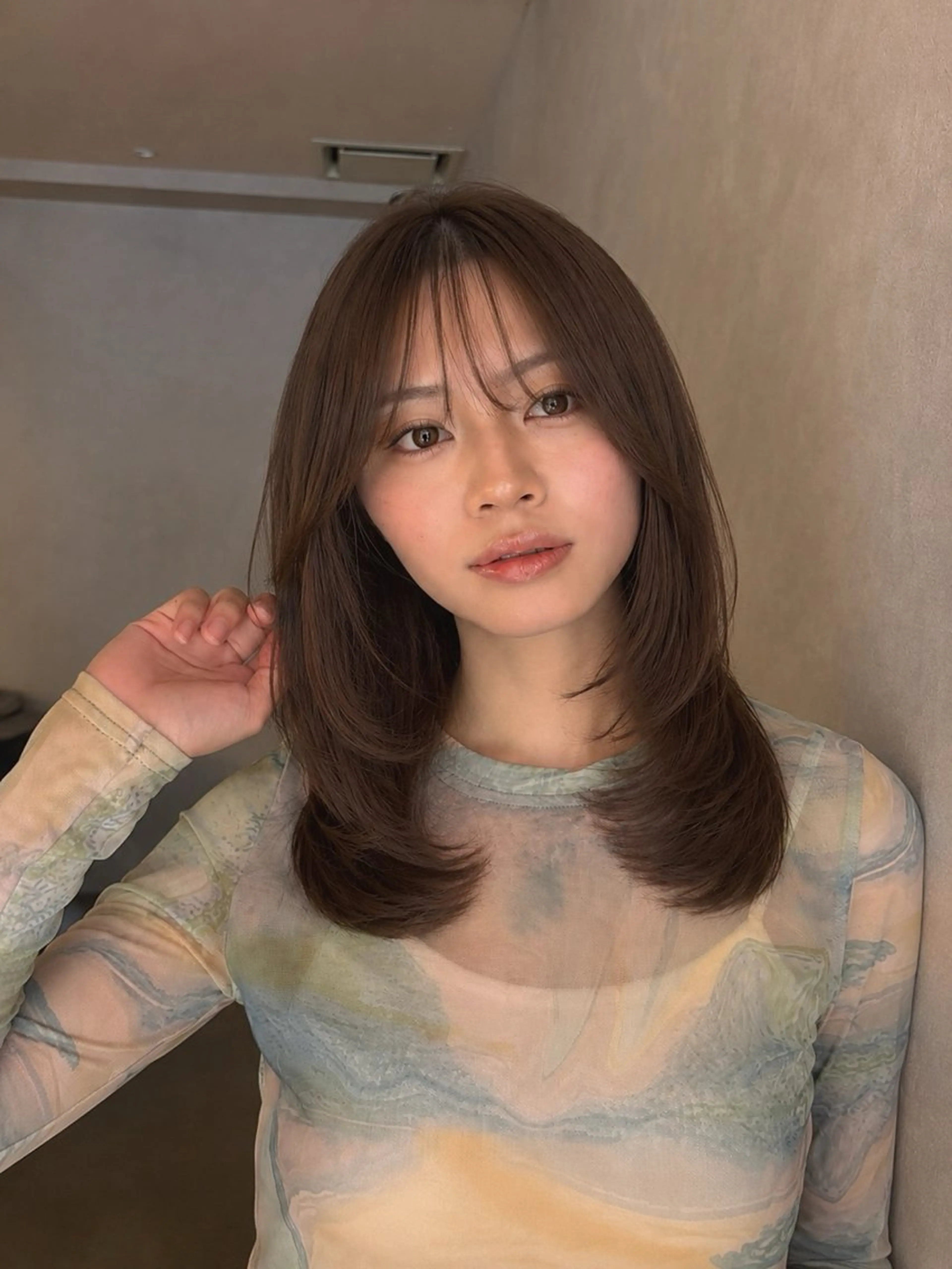 ロング 顔まわりレイヤー 韓国風ヘア レイヤーカット ロング 小顔カット 似合わせno.1💎 韓国ヘア特化まなかのヘアスタイル