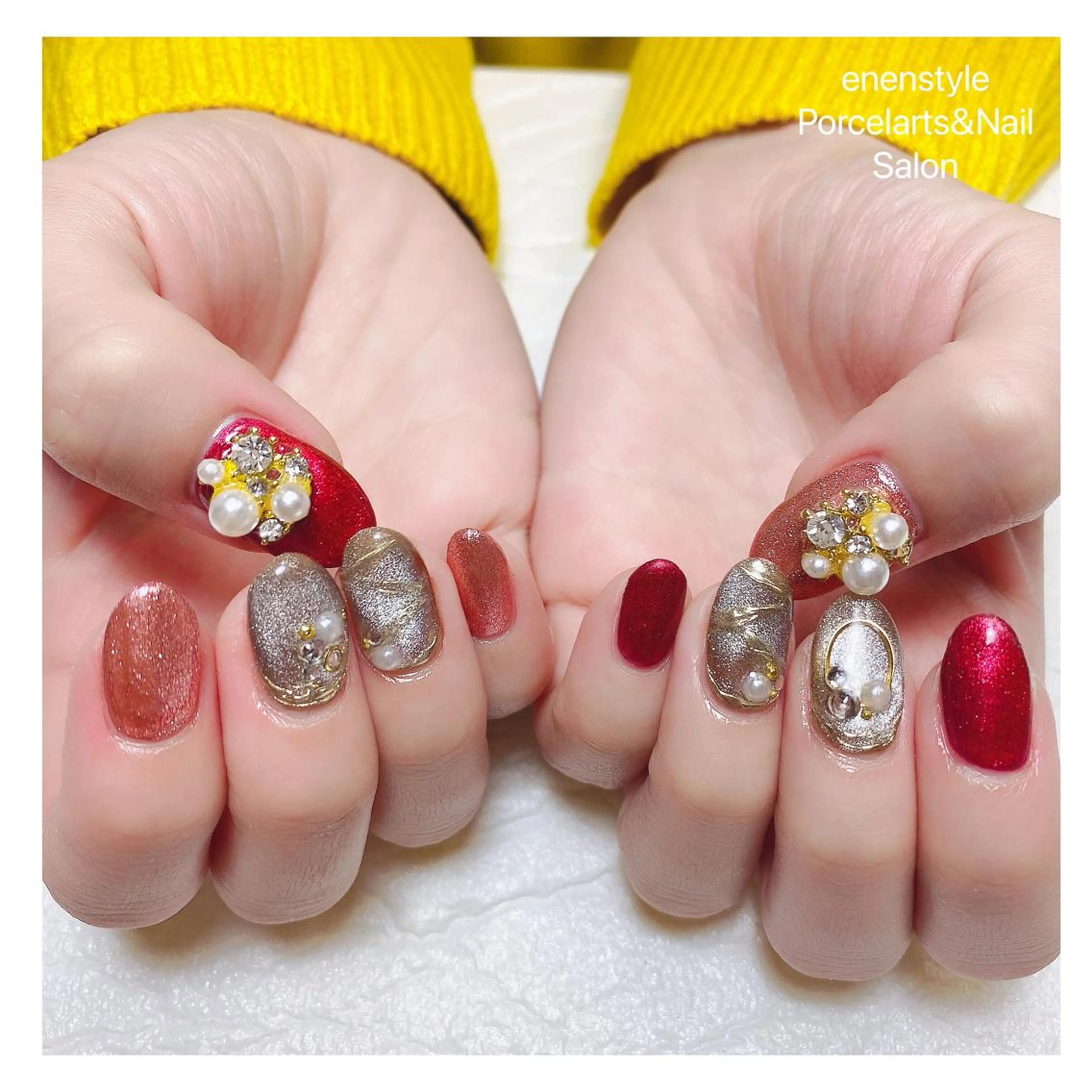 ミディアム ネイル ハンドネイル 👑enen style👑のネイルデザイン