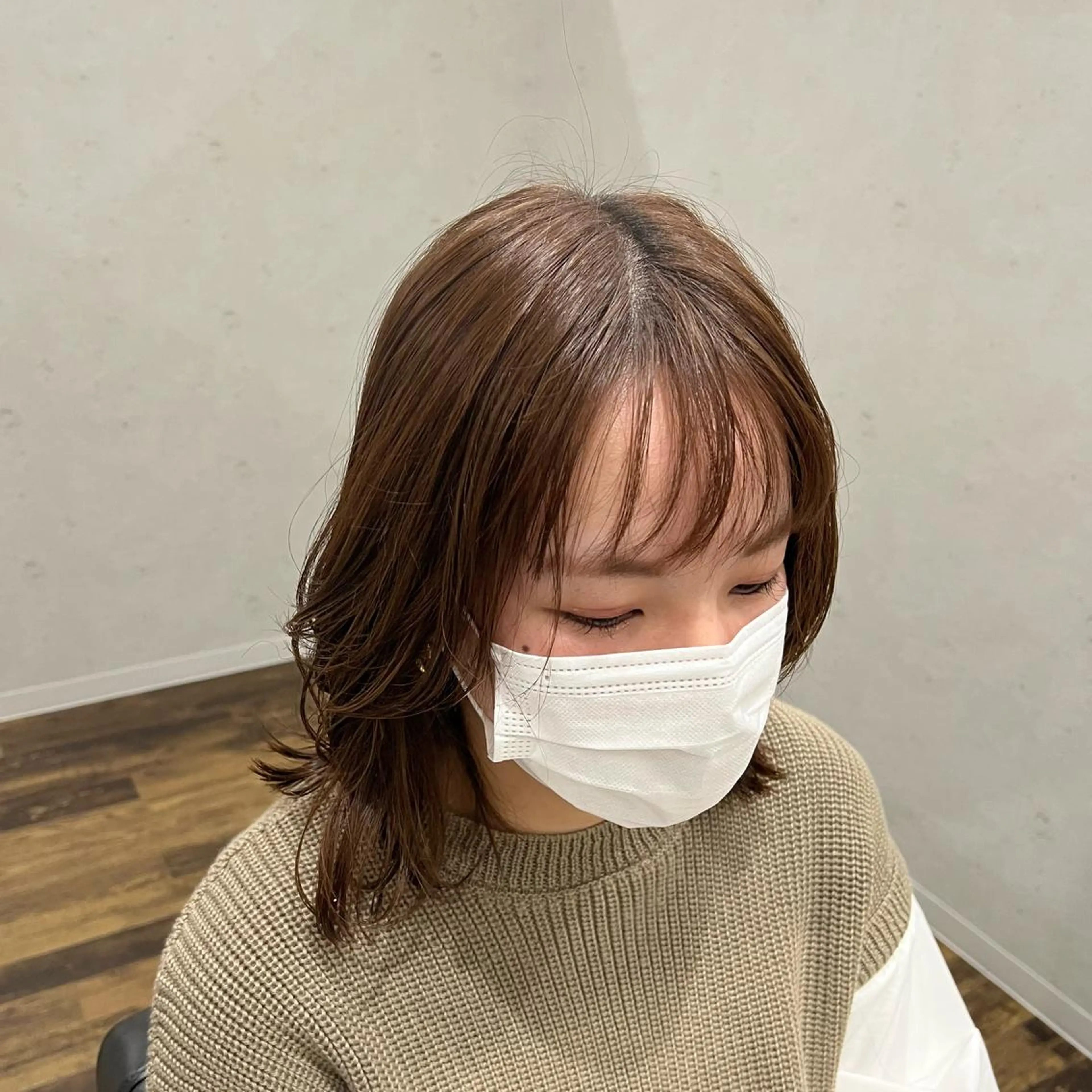 セミロング カラー 顔周りカット レイヤーカット ナチュラルカラー 錦糸町【三橋衿奈】のヘアスタイル