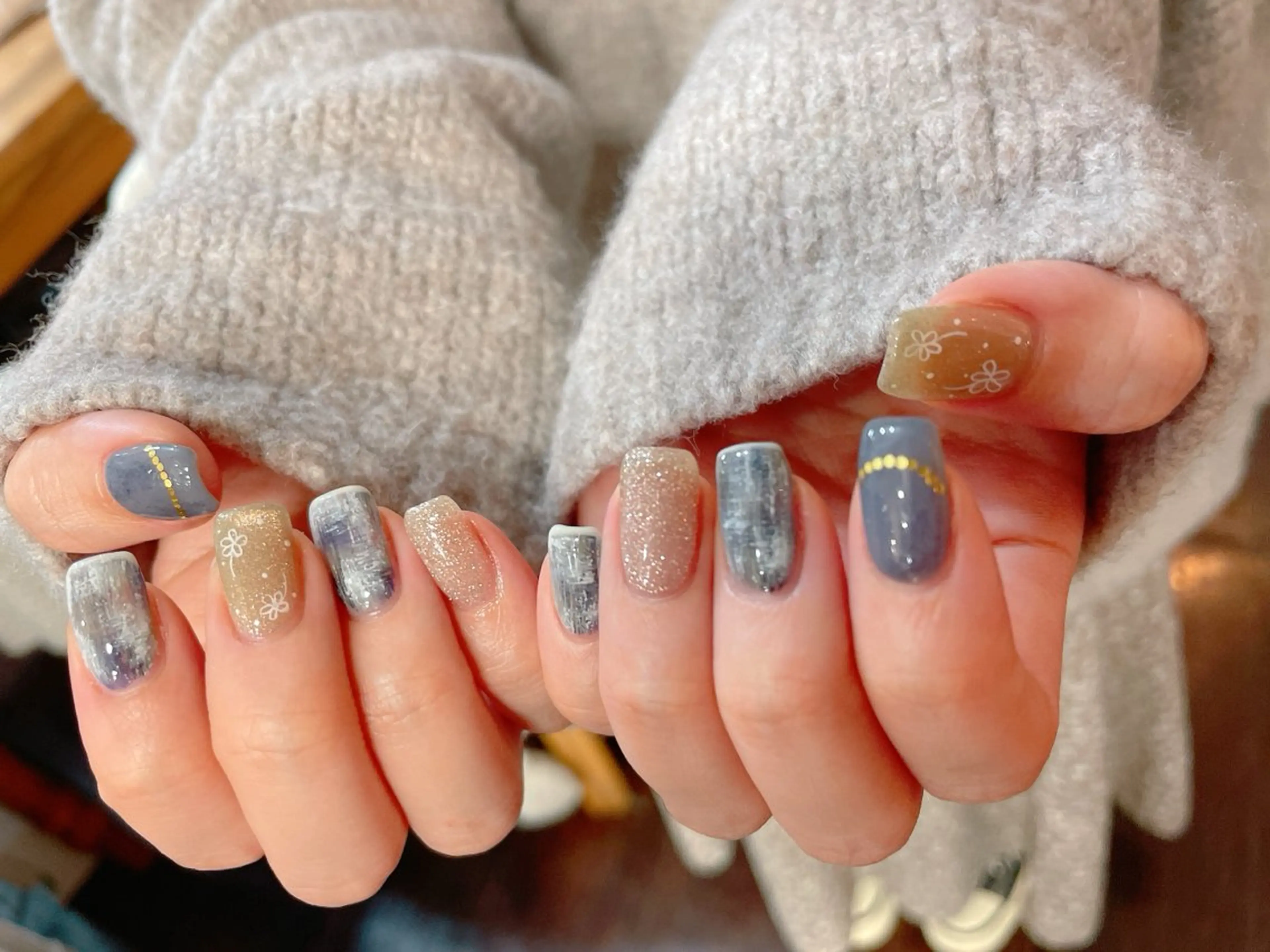 ネイル ジェルネイル パラジェル ツイードネイル nailroom OHANA🌴のネイルデザイン