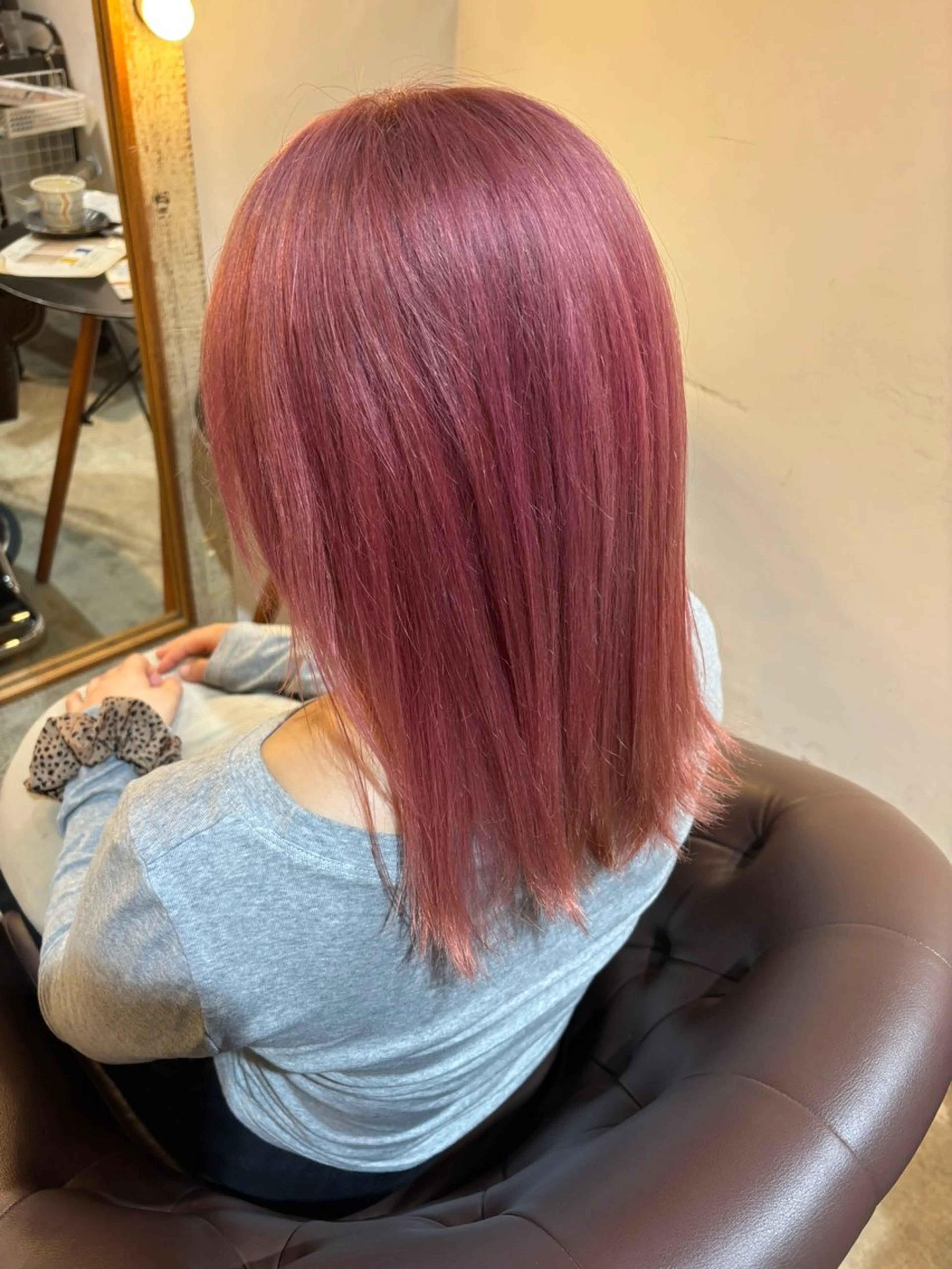 カラー カシス ピンクカラー ヘアカラー 🌀メンズパーマ🌀 平川海夢のヘアスタイル