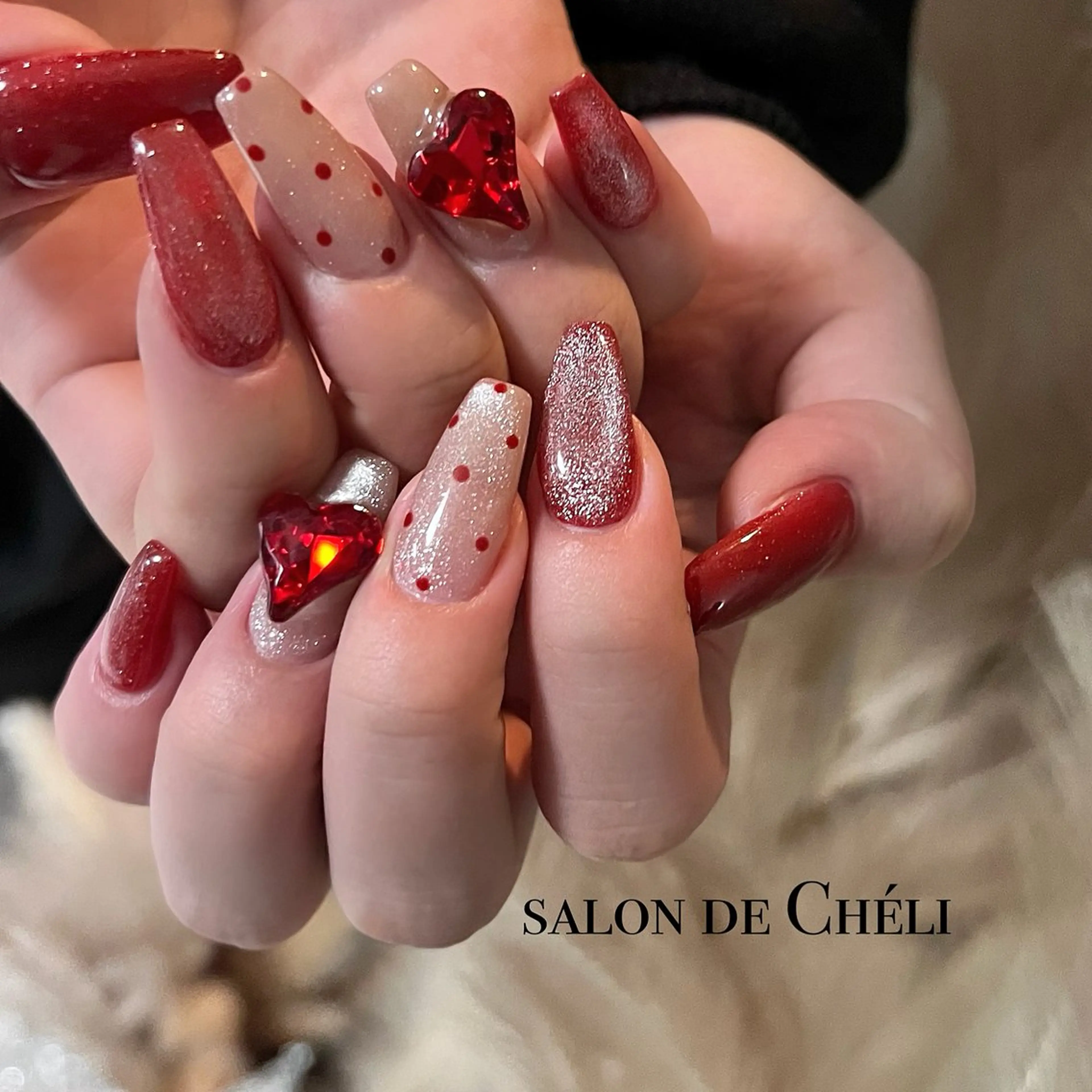 ネイル バレンタイン ハンドネイル salon de Cheliのネイルデザイン