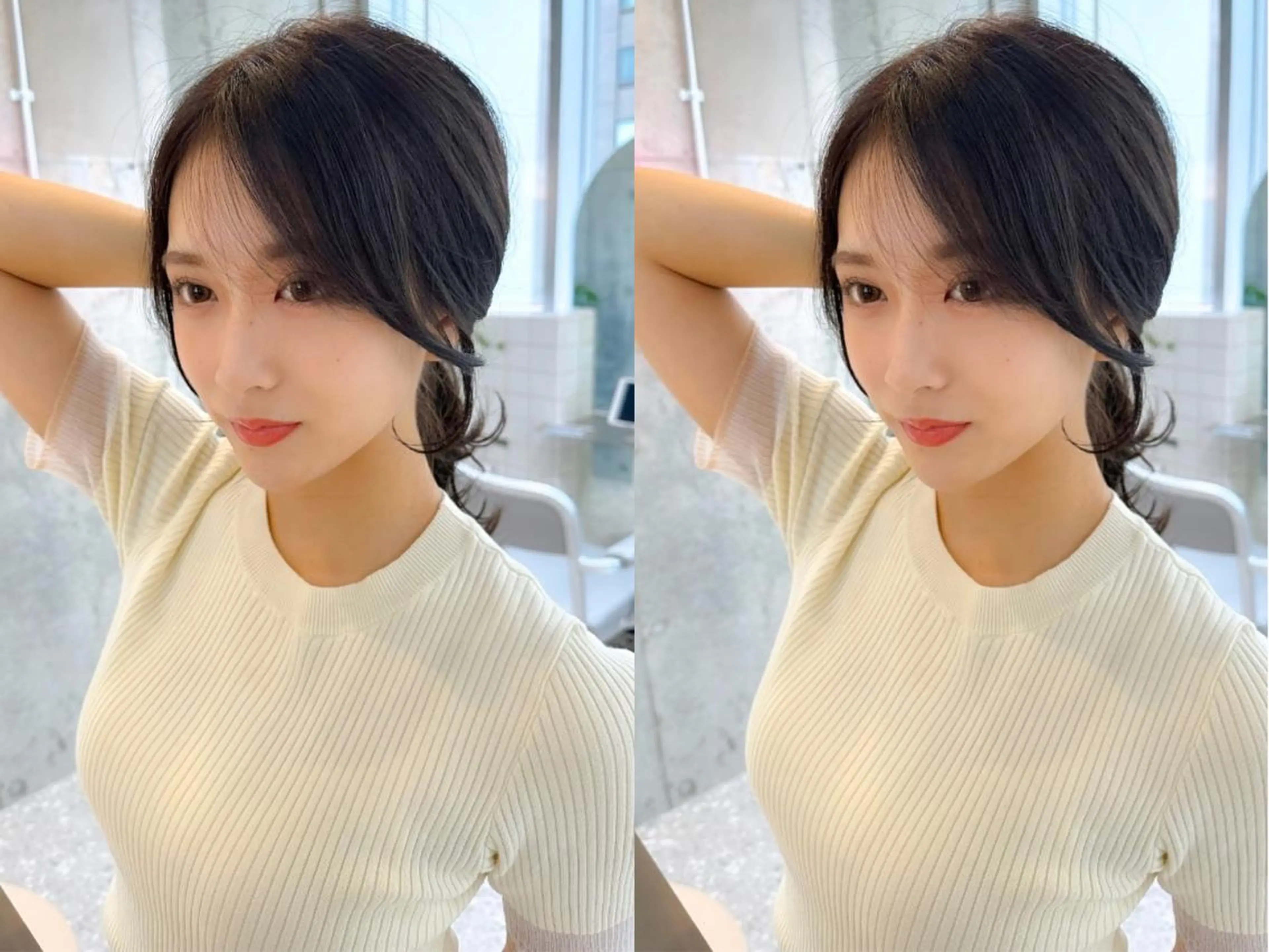 セミロング カラー カット ヘアカラー トリートメント ヘッドスパ 髪質改善/韓国ヘア レイヤー/新宿/ロミのヘアスタイル