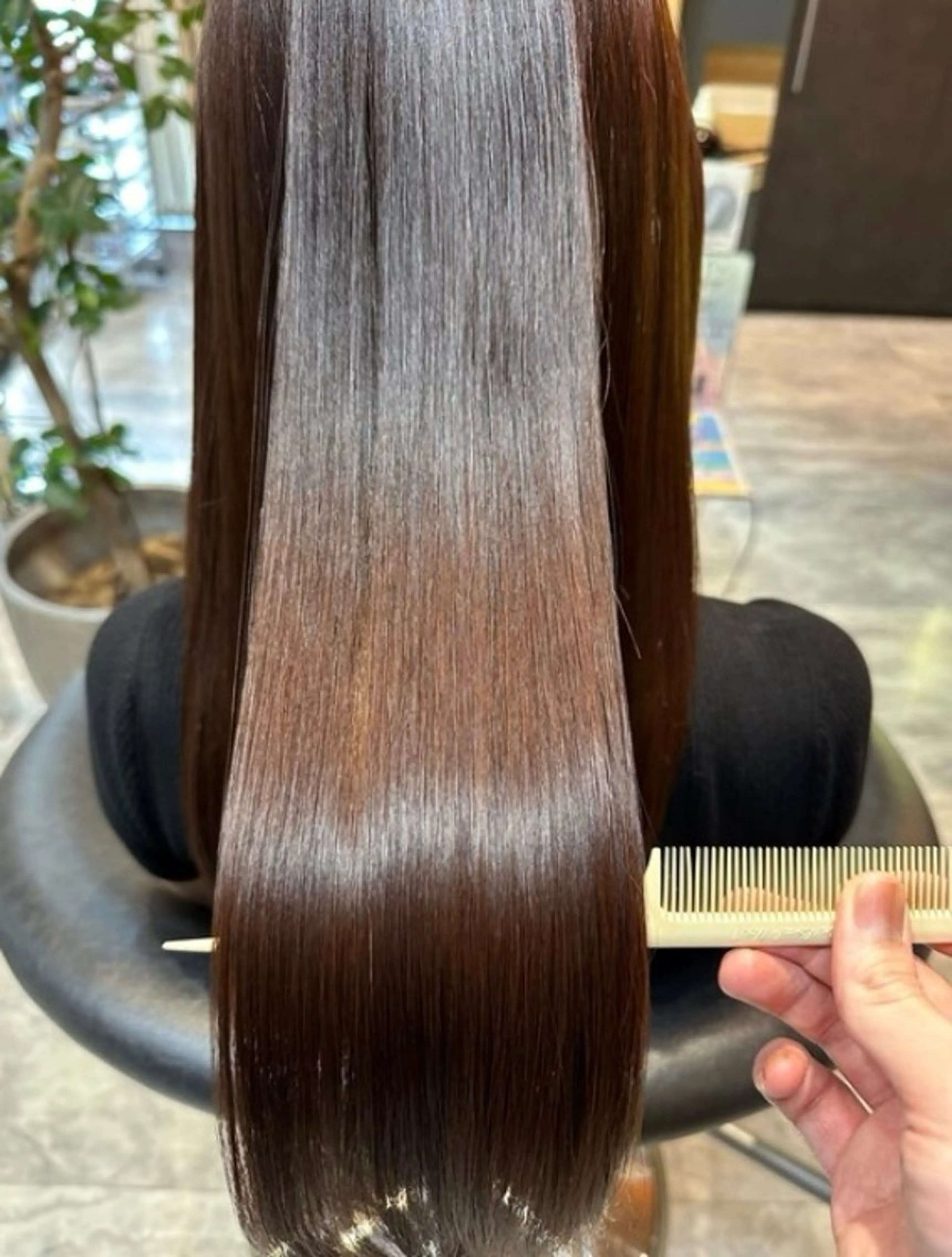 ロング 髪質改善 トリートメント 酸性ストレート 酸熱トリートメント 美髪矯正/酸性ストレ ート/艶カラー/堅田のヘアスタイル