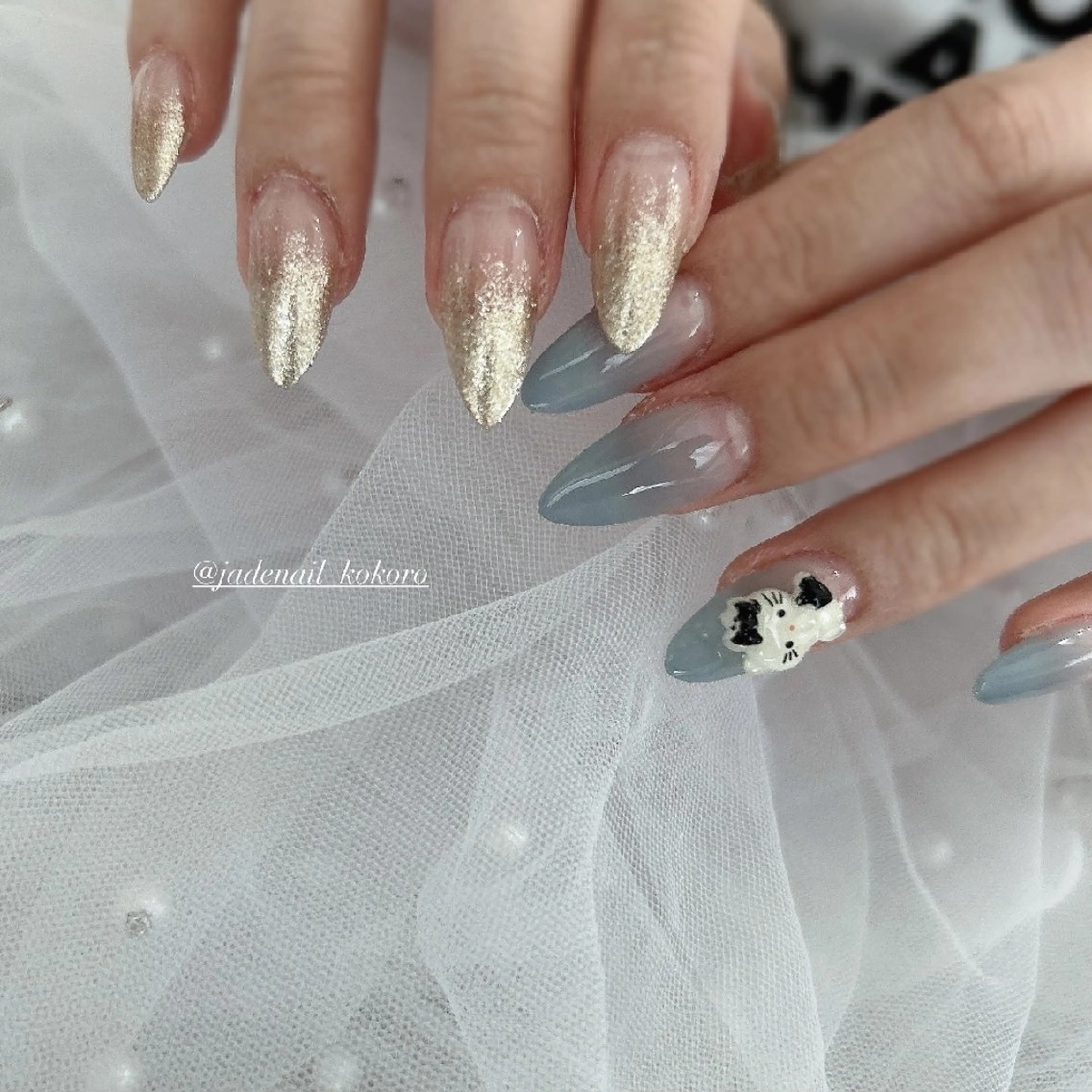 ネイル ブルー グラデーション 夏ネイル ハンドネイル Jadenail  kokoroのネイルデザイン