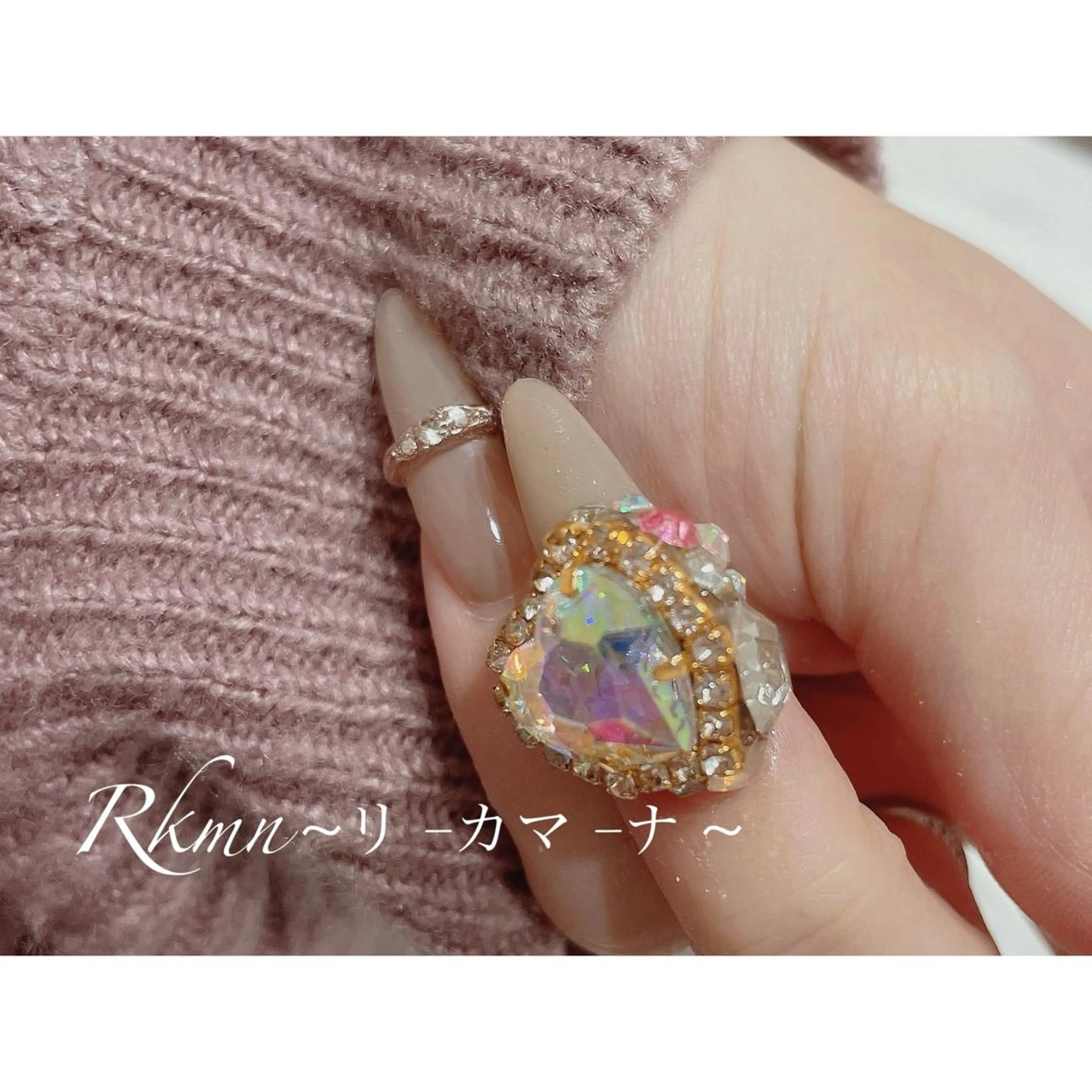 ネイル アートネイル ハート ミラーネイル 春ネイル ハンドネイル フットネイル ハンドケア Rkmn ~リ-カマ-ナ~のネイルデザイン