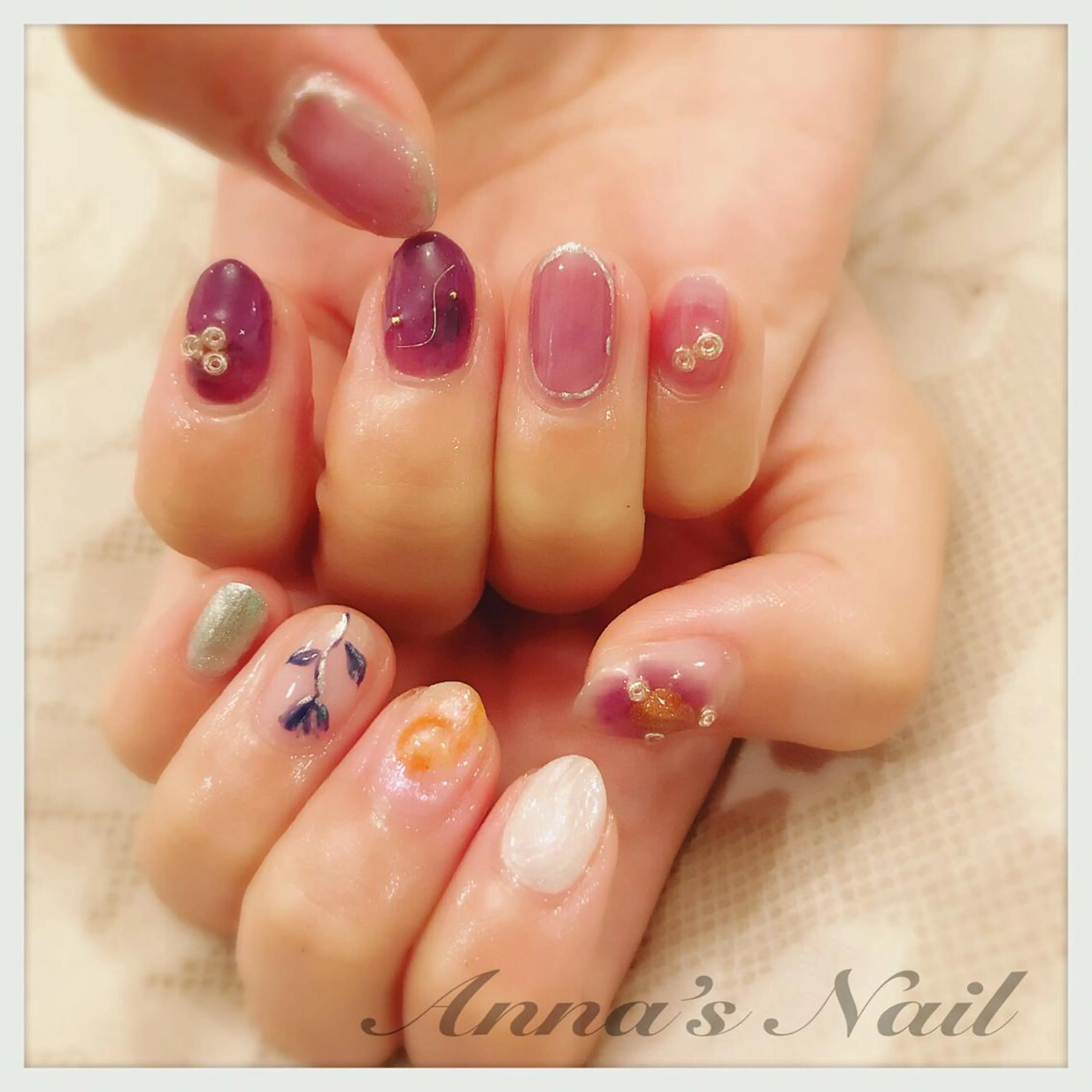 ネイル パープル Anna’s Nail所属・清口 杏奈のネイルデザイン