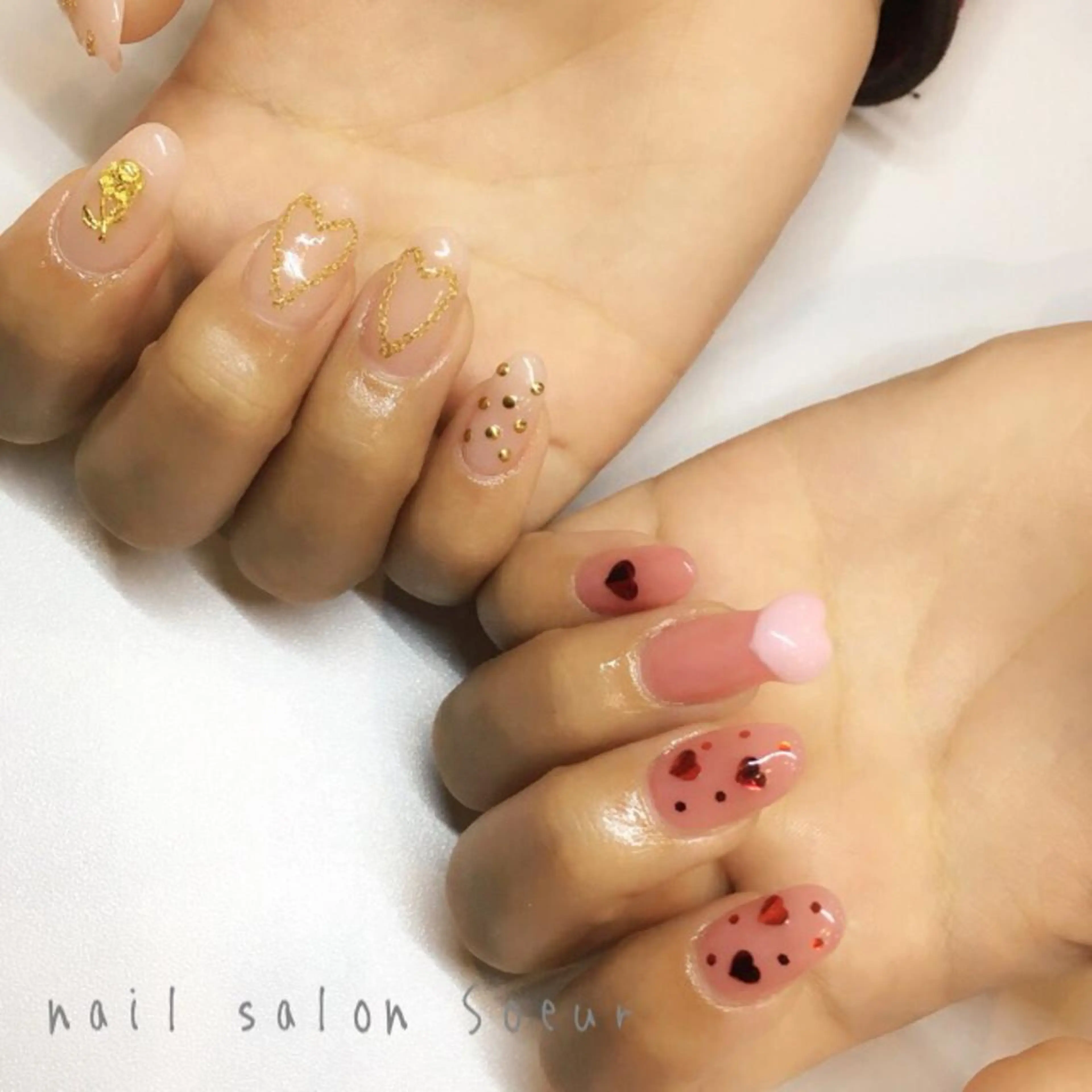 ネイル 持ち込み スカルプネイル バレンタイン ハンドネイル nail salon Soeurのネイルデザイン
