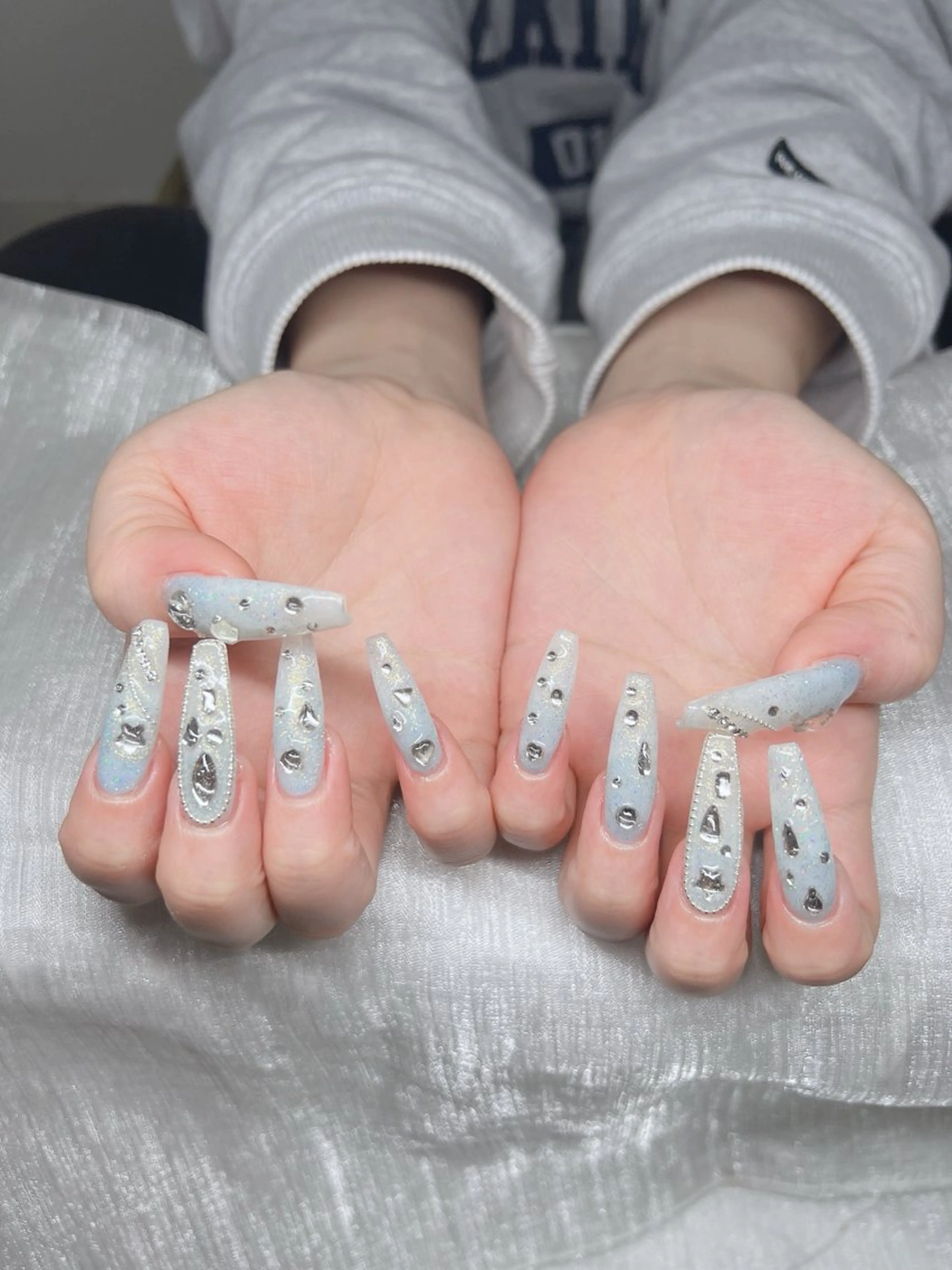 ネイル オーロラネイル チークネイル 長さ出し フットネイル フレンチネイル ハンドネイル Lee Nails チップ長さだし専門店のネイルデザイン