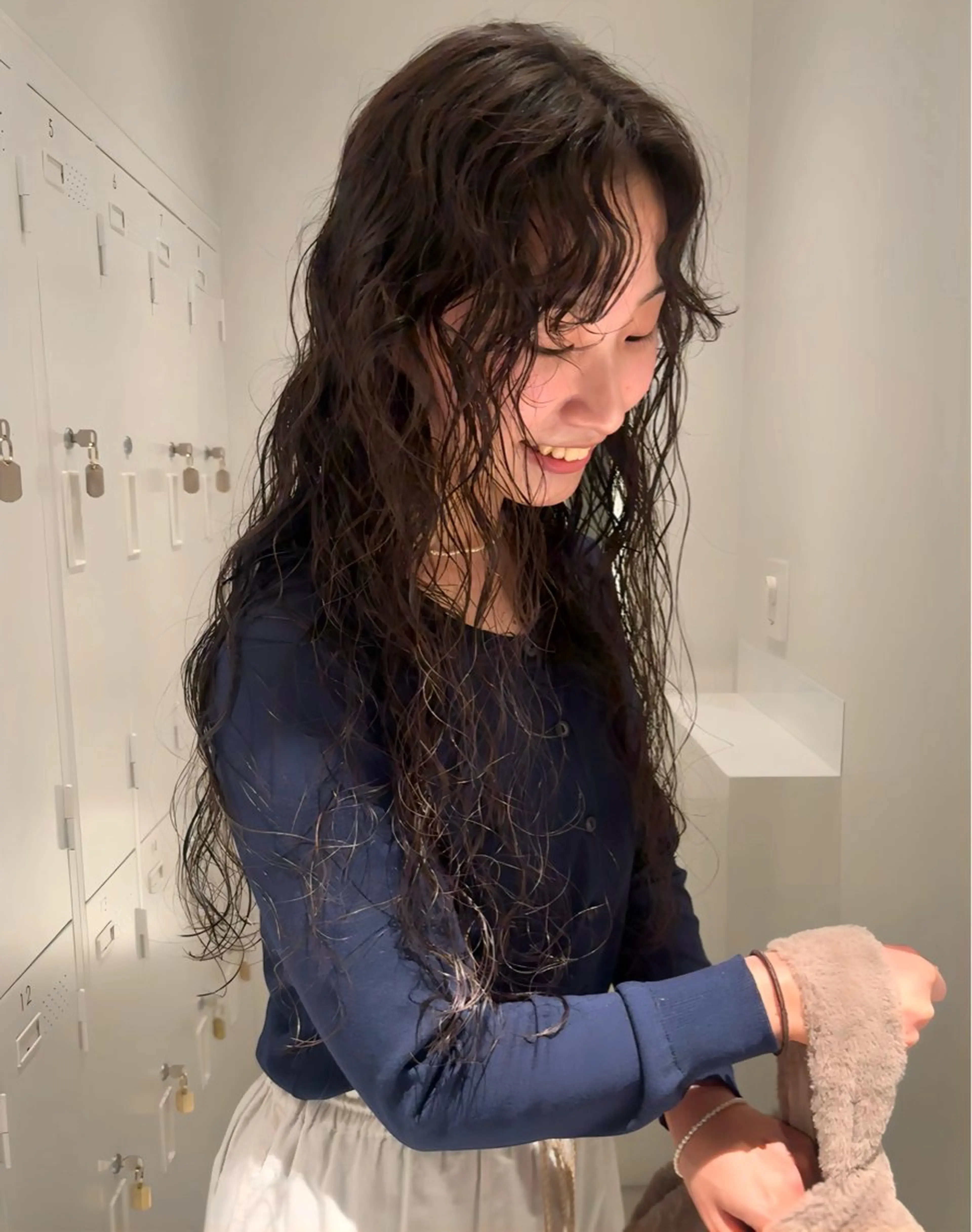 ロング パーマ 学生 透明感カラー/パーマ オレンジmiyo⭐️のヘアスタイル