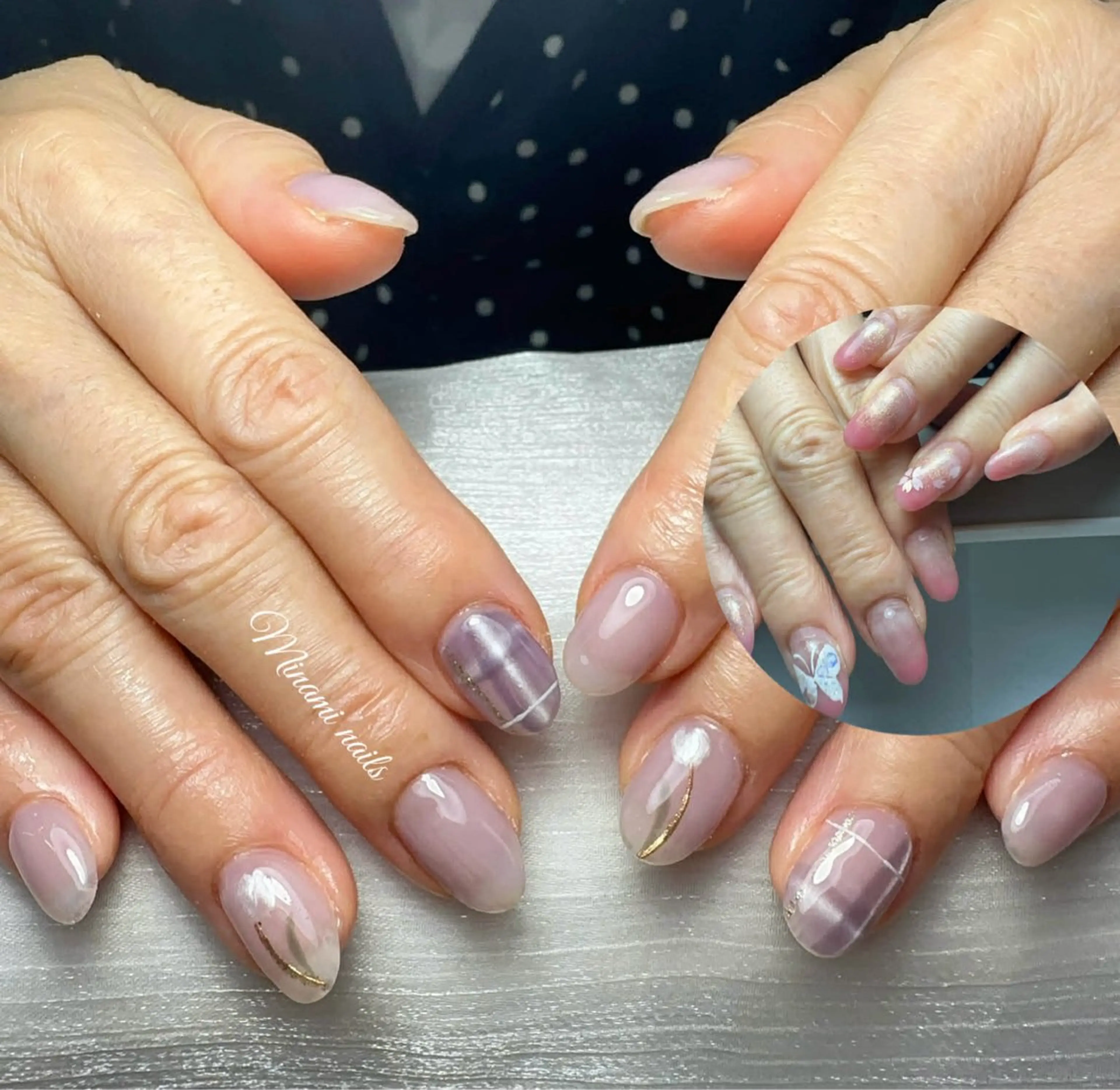 ネイル アートネイル オーロラネイル ガーリー キラキラネイル 韓国ネイル ハンドネイル Minami Nailsのネイルデザイン