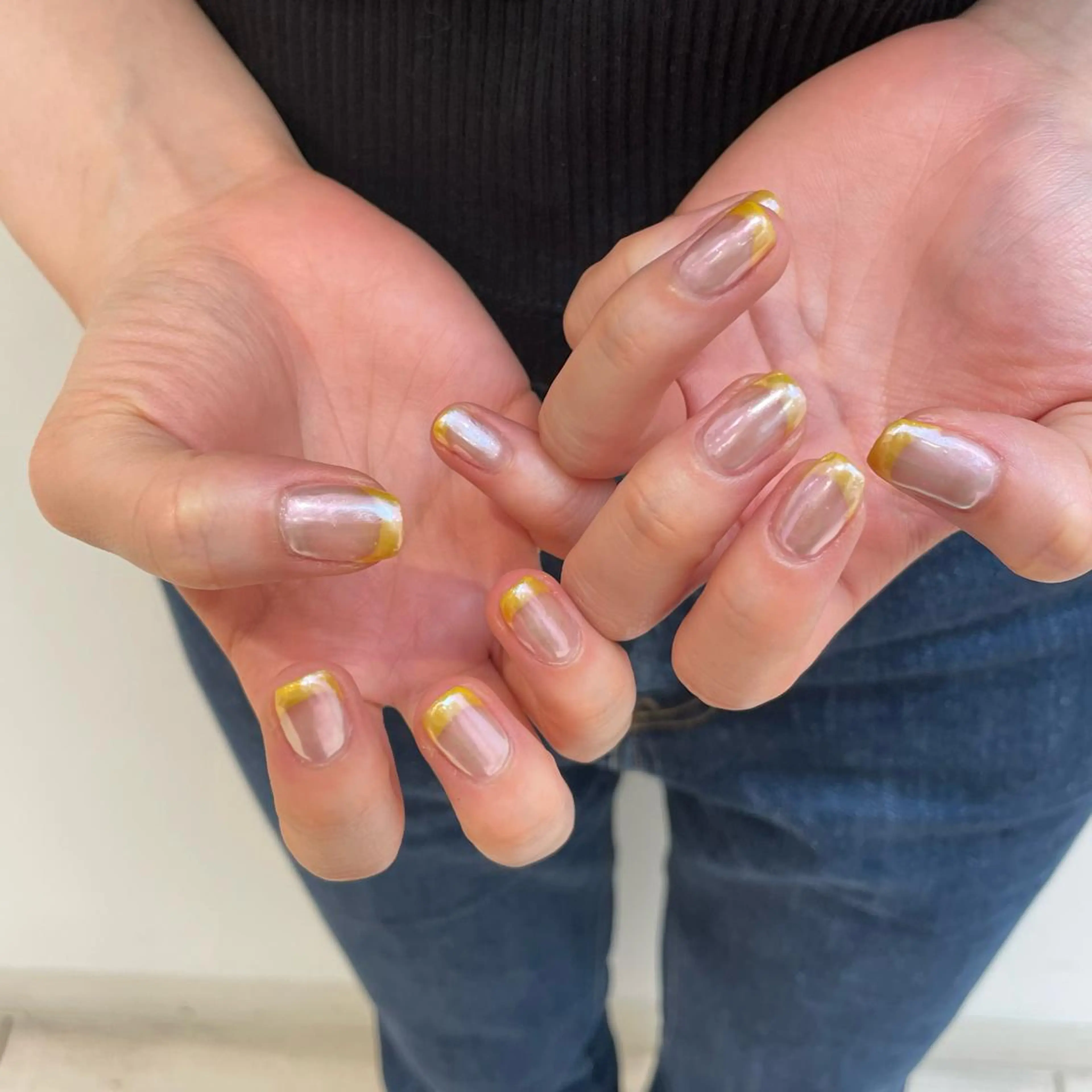 ネイル オーロラネイル フレンチネイル レイヤー/ハイトーン 🫧‪Erikaのヘアスタイル