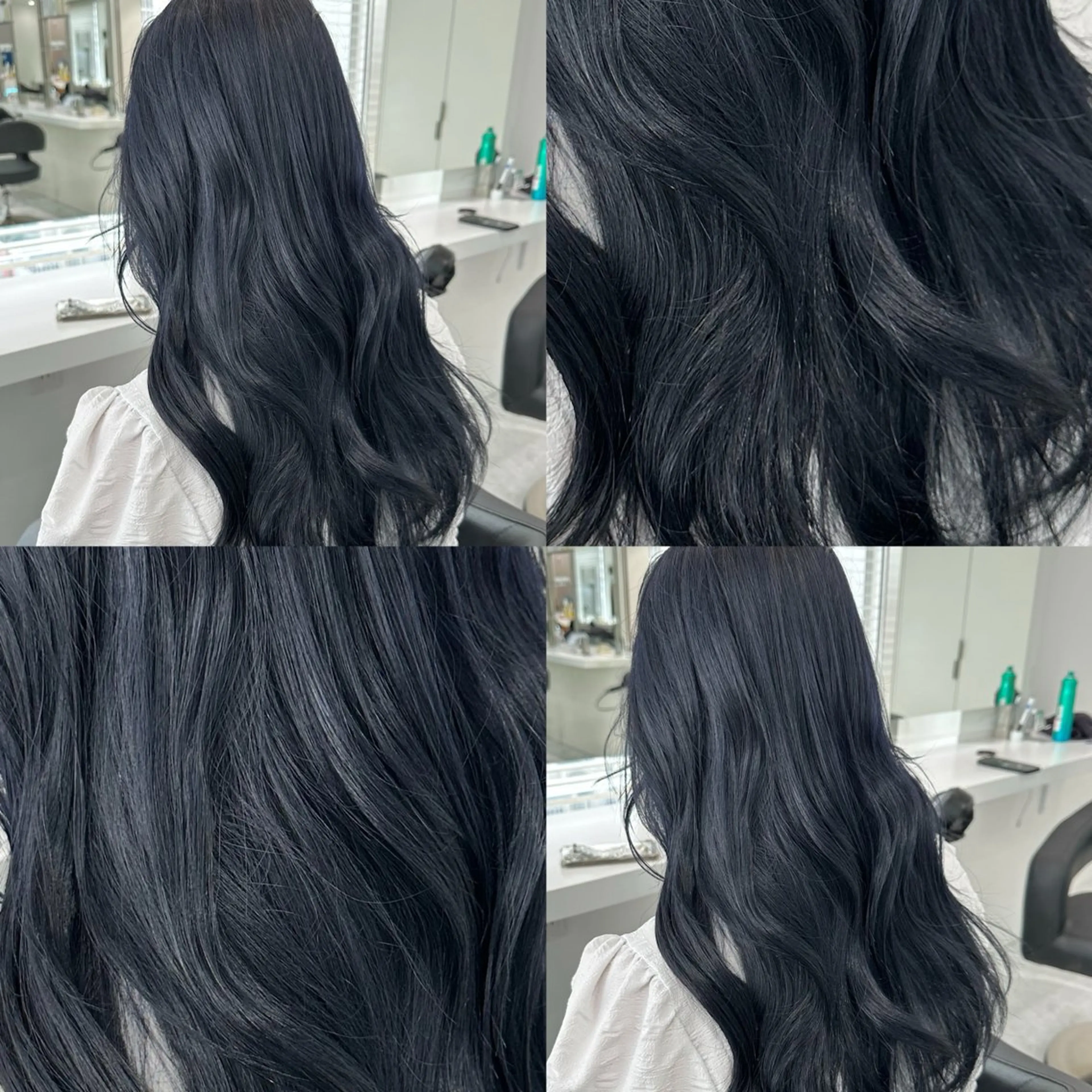 ロング カラー 黒髪 ブルーカラー ブルーブラック 髪質改善 韓国風ヘア カット ヘアカラー トリートメント ヘッドスパ ヘアセット ブリーチなし特化 美容師💖SAE💖のヘアスタイル