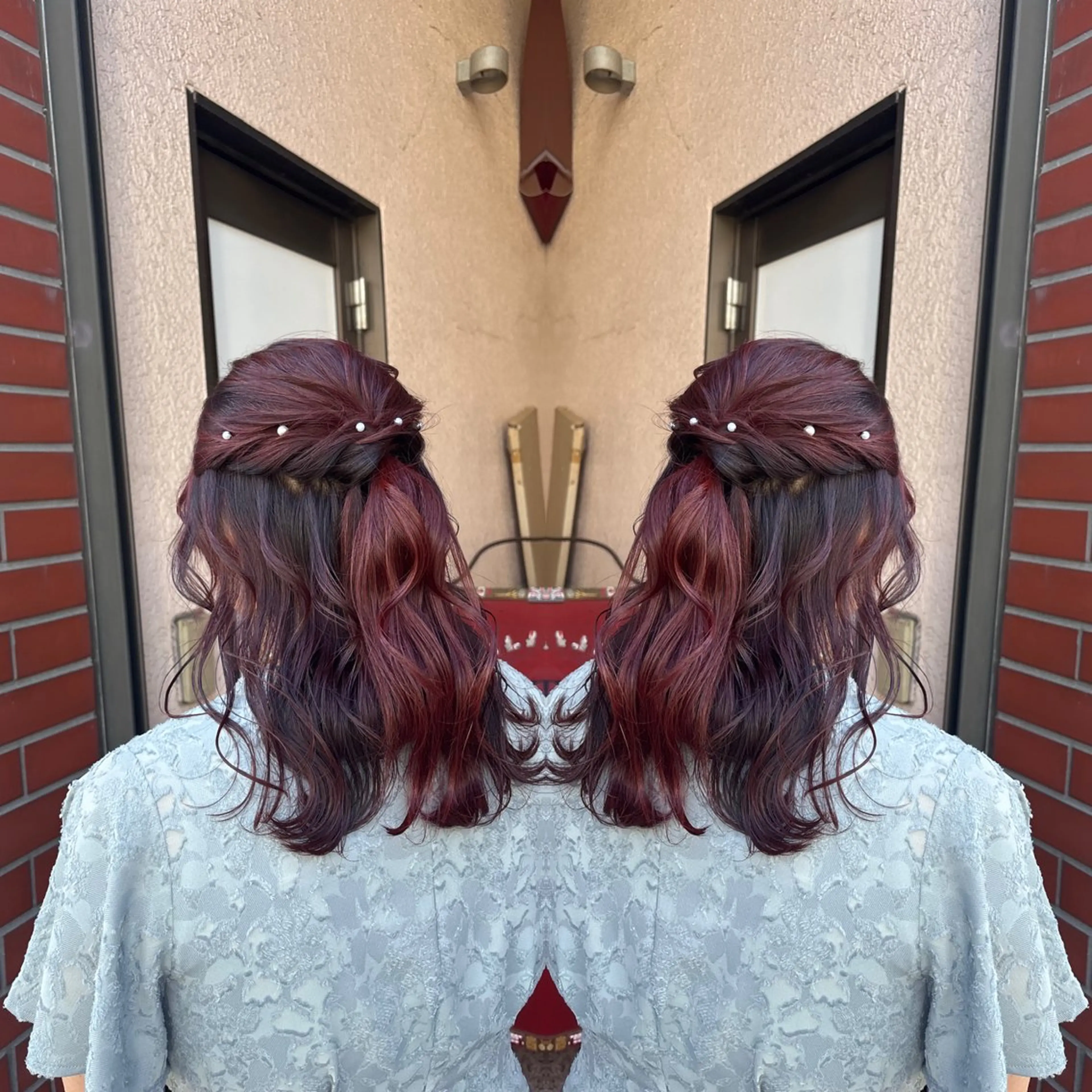 ミディアム ヘアアレンジ 💎ハイトーン/艶 カラー モエカ💎のヘアスタイル