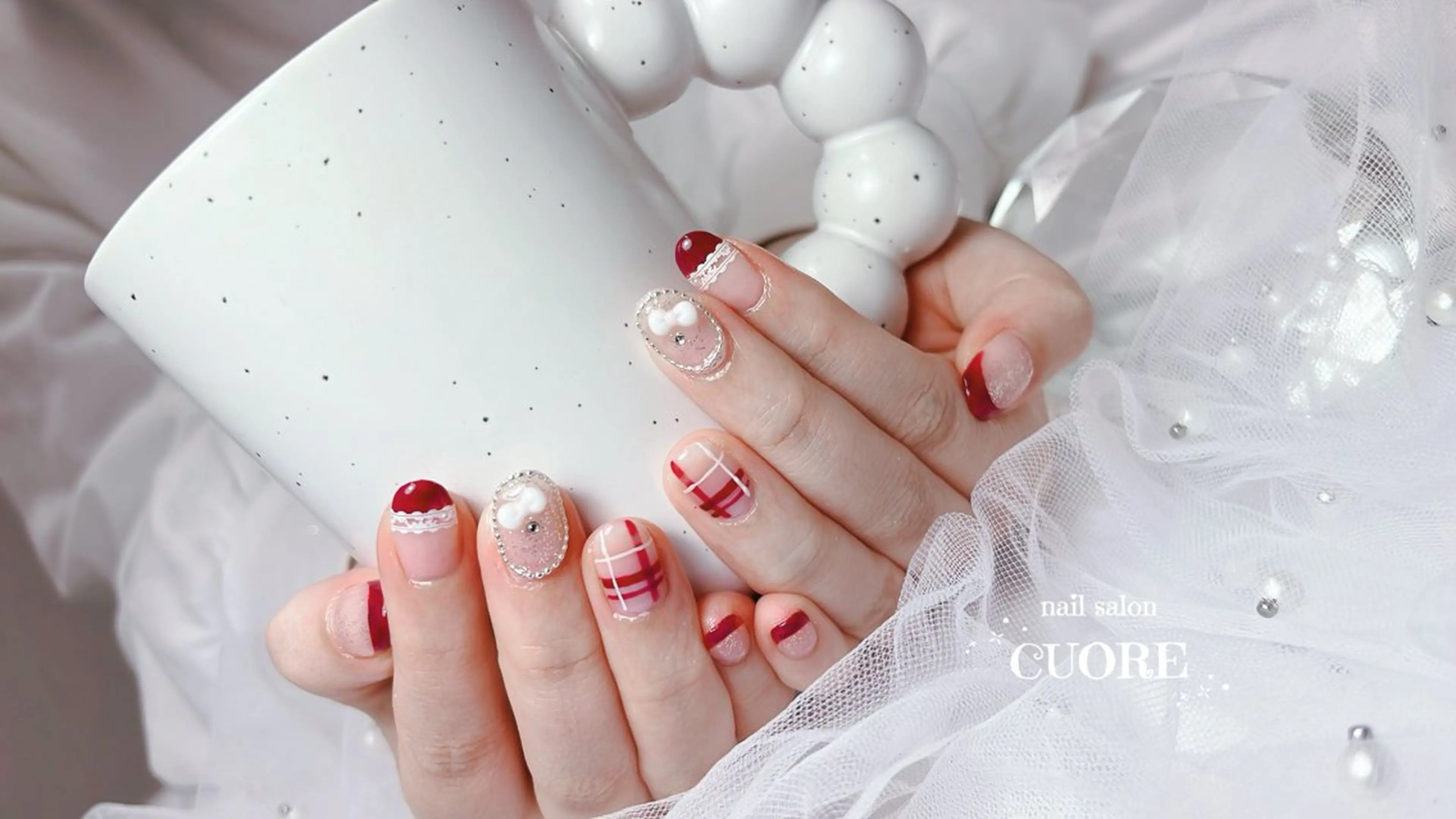 ネイル フレンチネイル 冬ネイル クリスマス nail salon CUOREのネイルデザイン