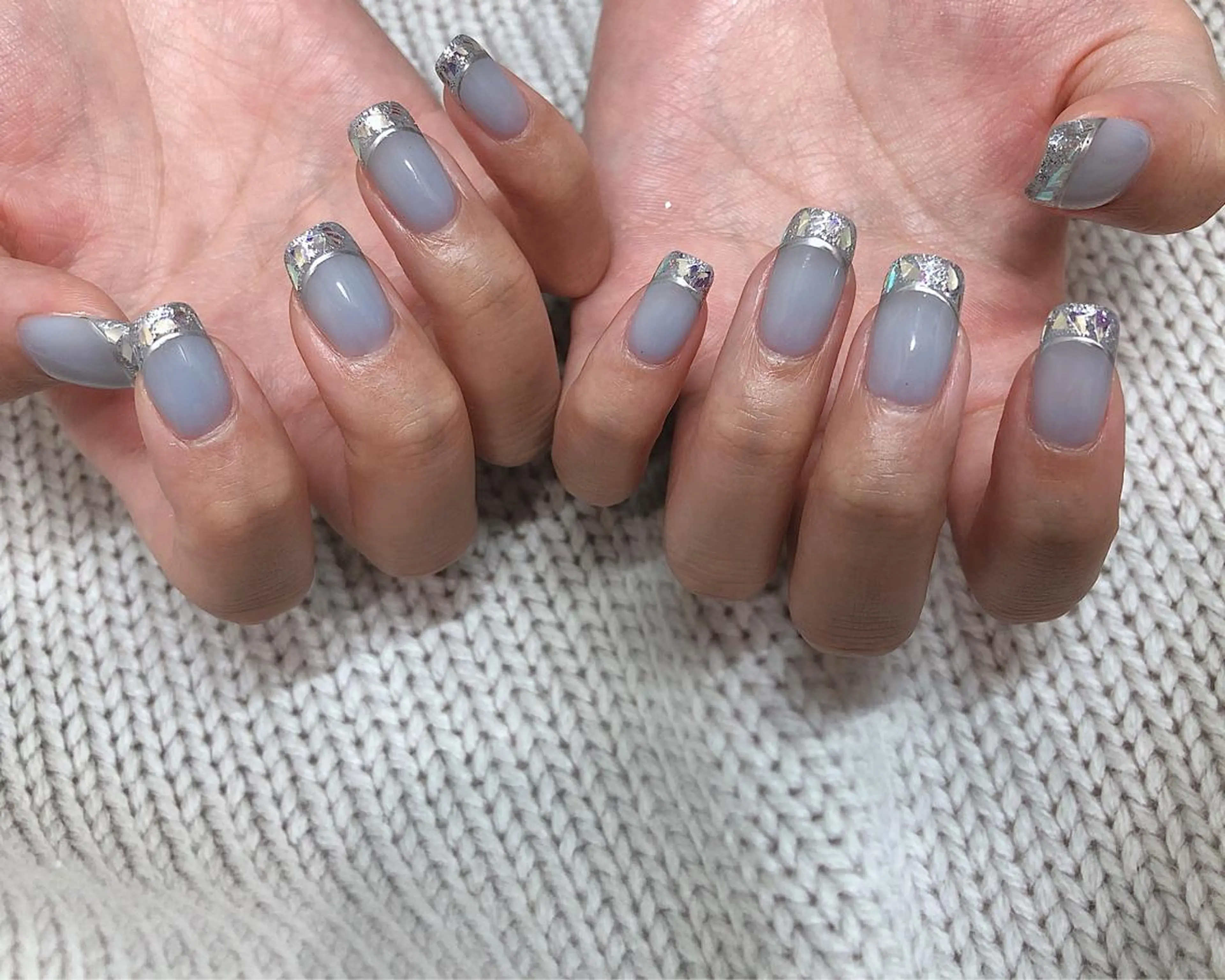 ネイル フレンチネイル ガラスフレンチ ハンドネイル saki_ nail heronのネイルデザイン