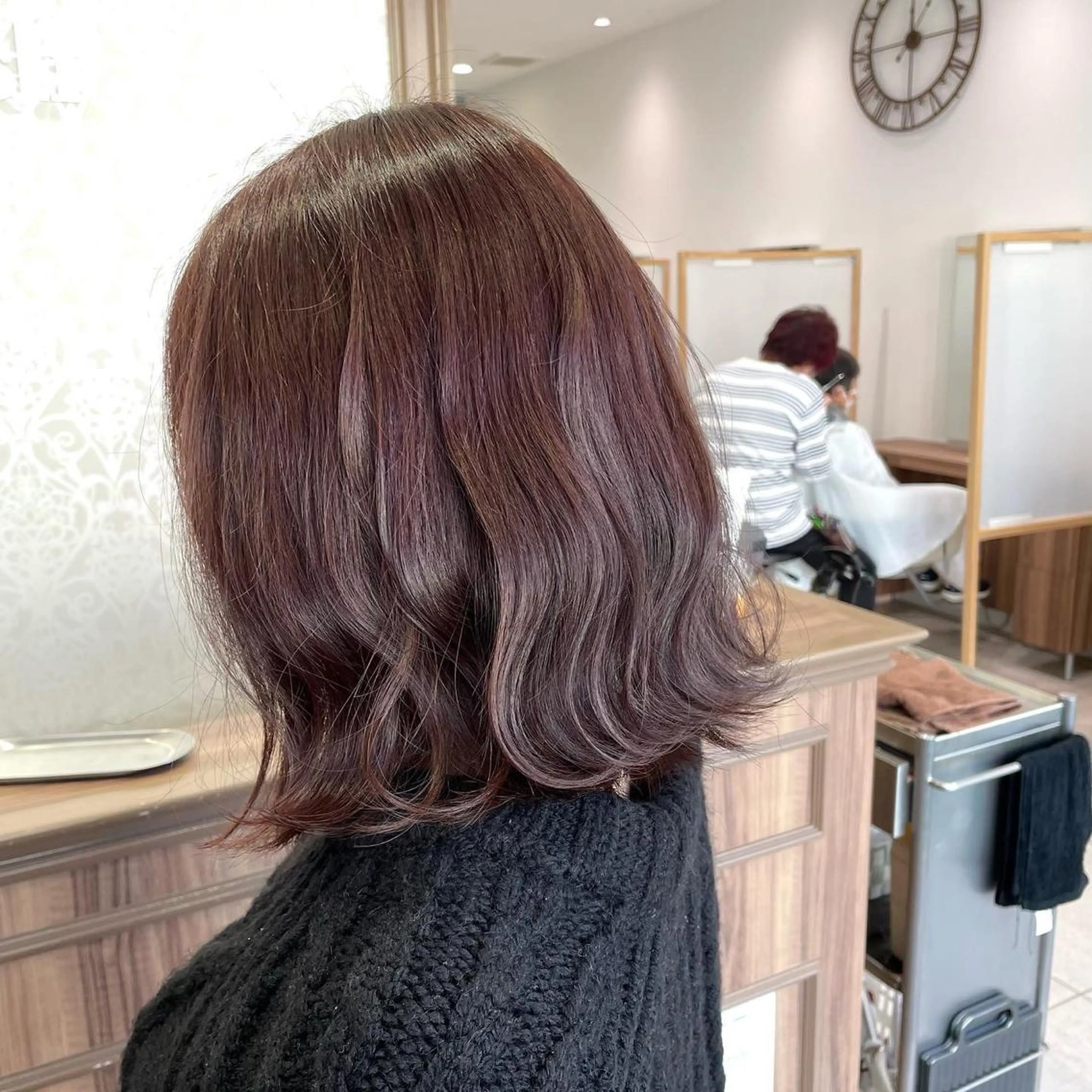 ミディアム カラー ヘアアレンジ ブラウンカラー ピンクカラー ピンクブラウン ヘアカラー トリートメント ナカタケ ユウのヘアスタイル