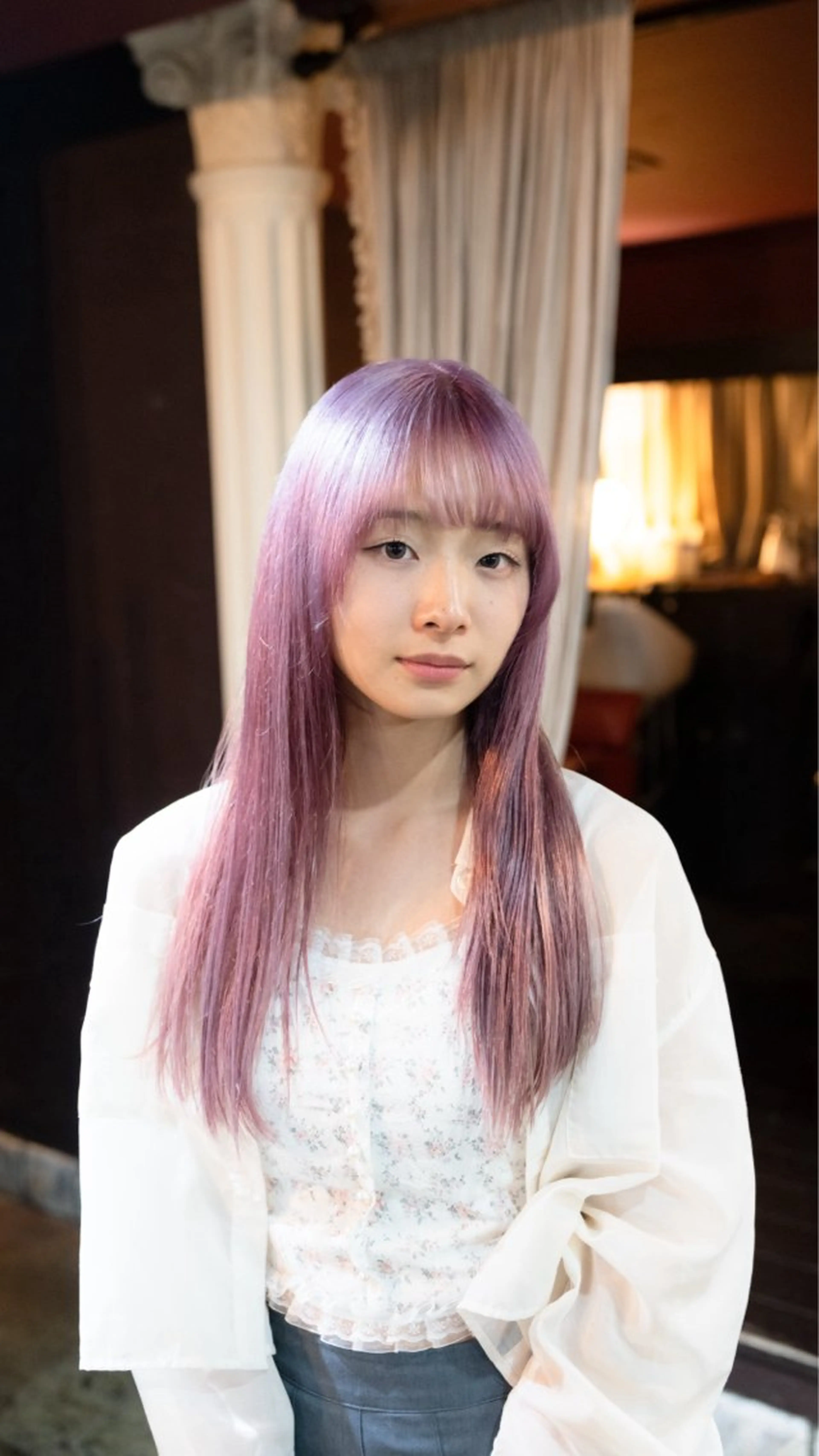 ロング カラー ブリーチ ピンクカラー カット ヘアカラー トリートメント 安藤悠里/ハイトーン /デザインカラーのヘアスタイル