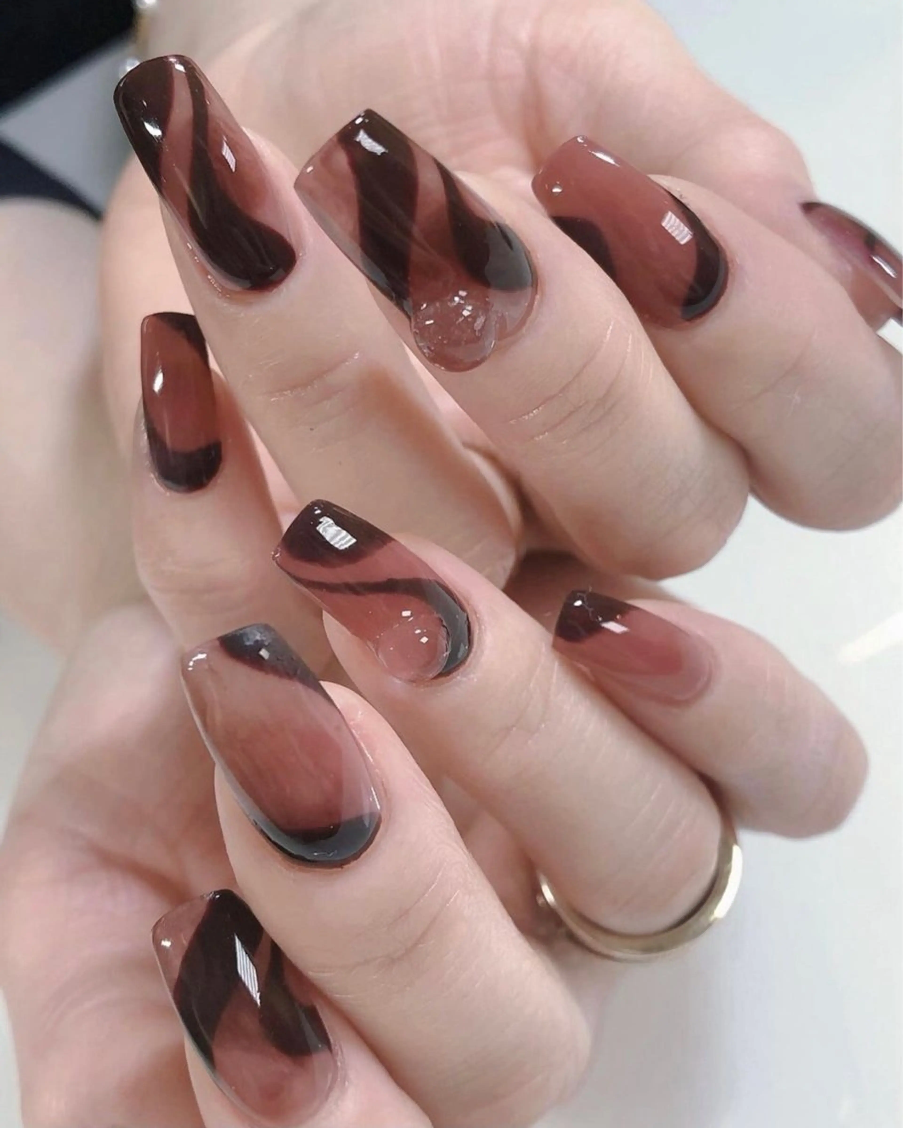 ネイル 長さ出し ジェルネイル キラキラネイル 大理石ネイル(マーブル) ニュアンスネイル Morpho nailのネイルデザイン