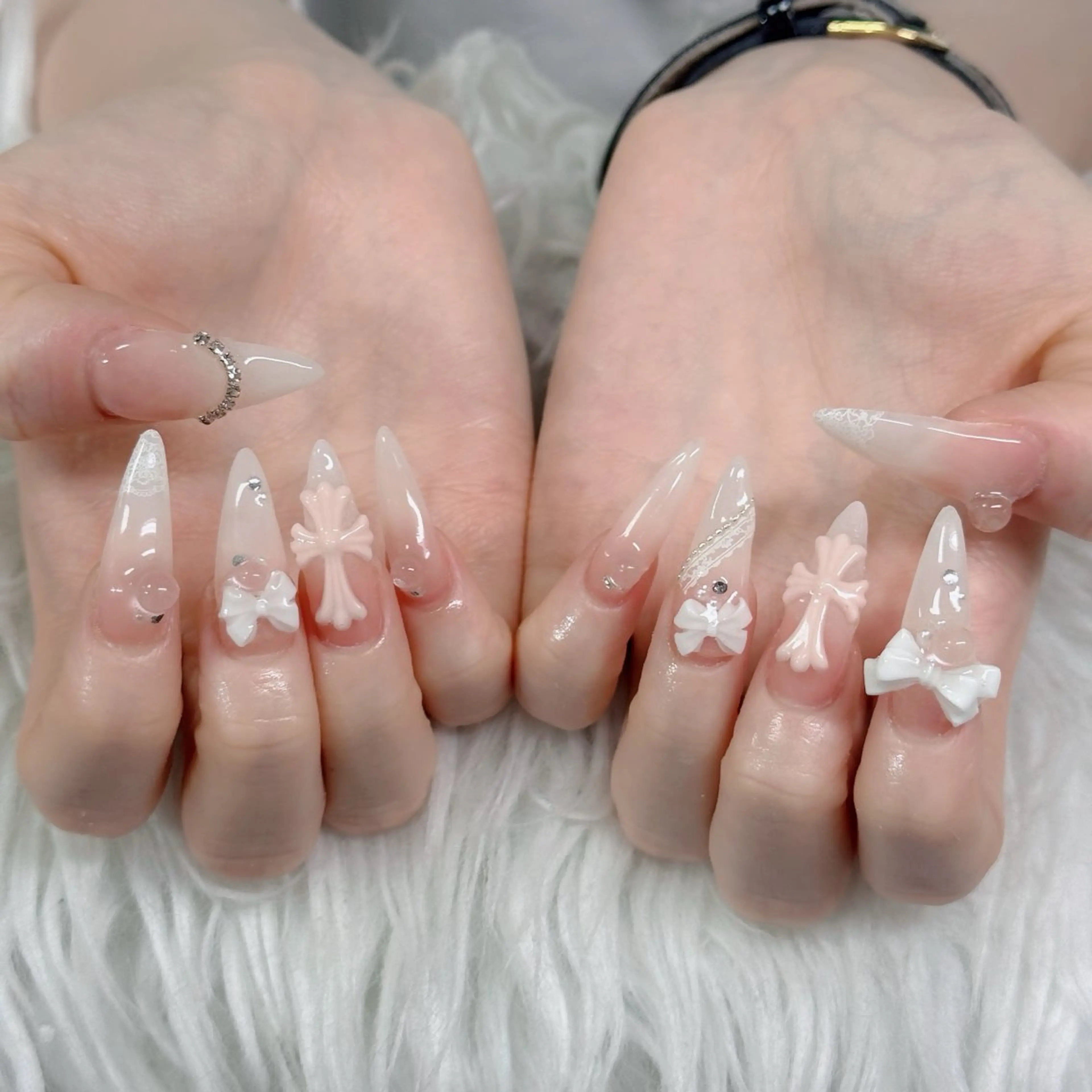 ネイル フットネイル フレンチネイル グラデーション 韓国ネイル ロングネイル ハンドネイル Hani Nail Salonのネイルデザイン