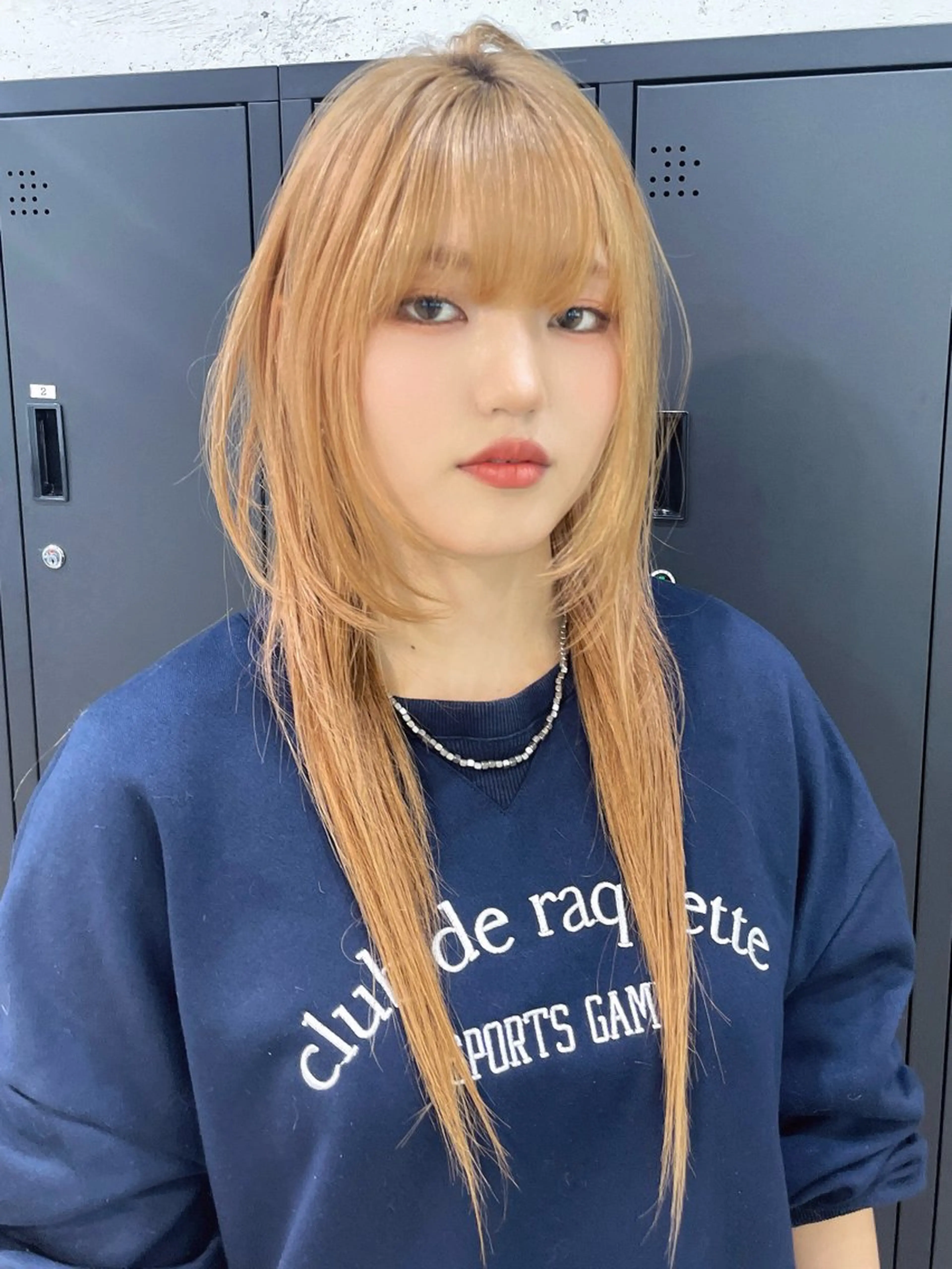 ロング カラー ベージュカラー オレンジ オレンジベージュ 韓国風ヘア レイヤーカット カット ヘアカラー yu-kaハッシュ カット/韓国レイヤーのヘアスタイル