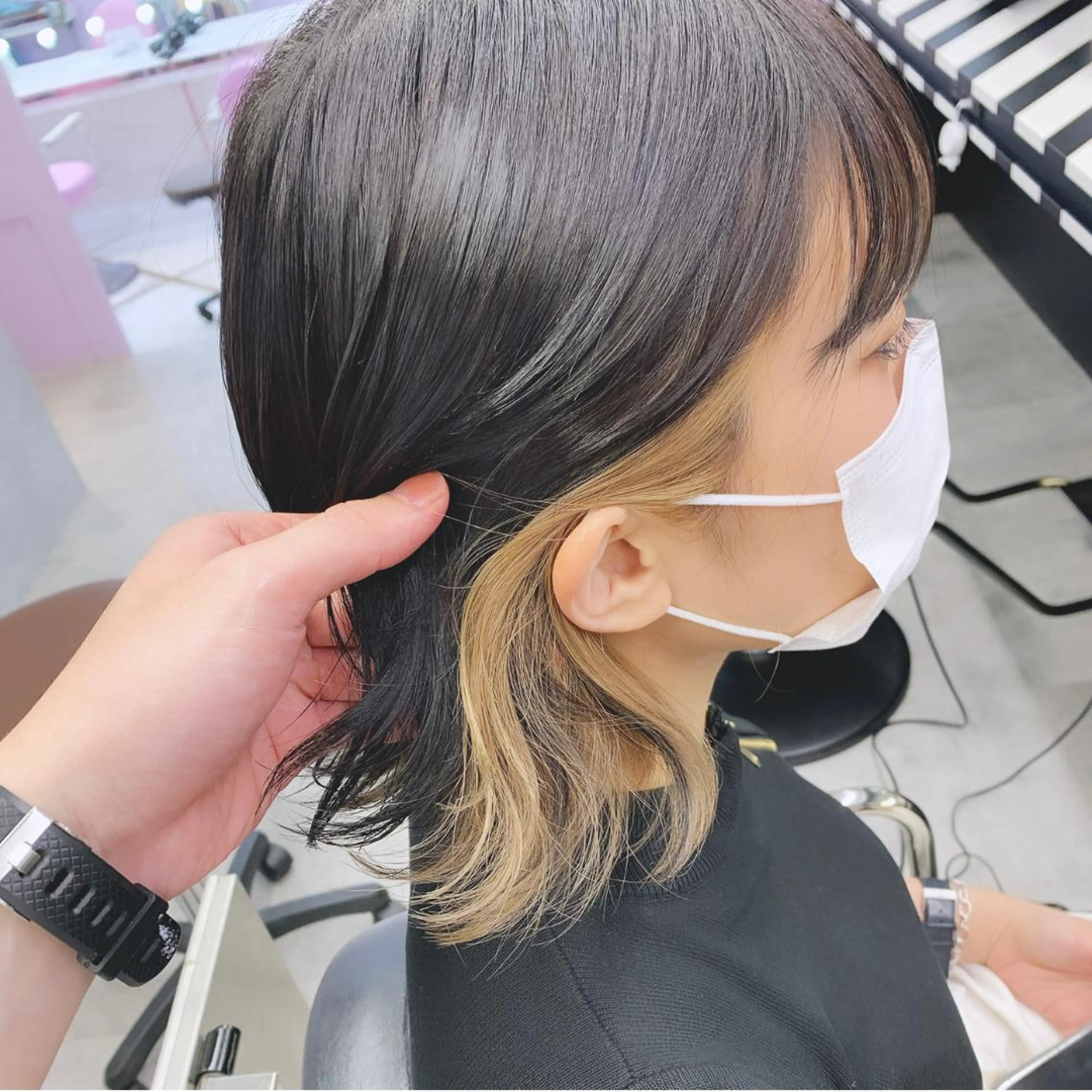 ショート カラー ベージュカラー ダブルカラー インナーカラー ホワイトベージュ ブリーチ&エクステ 🥀ケアカラー特化のヘアスタイル