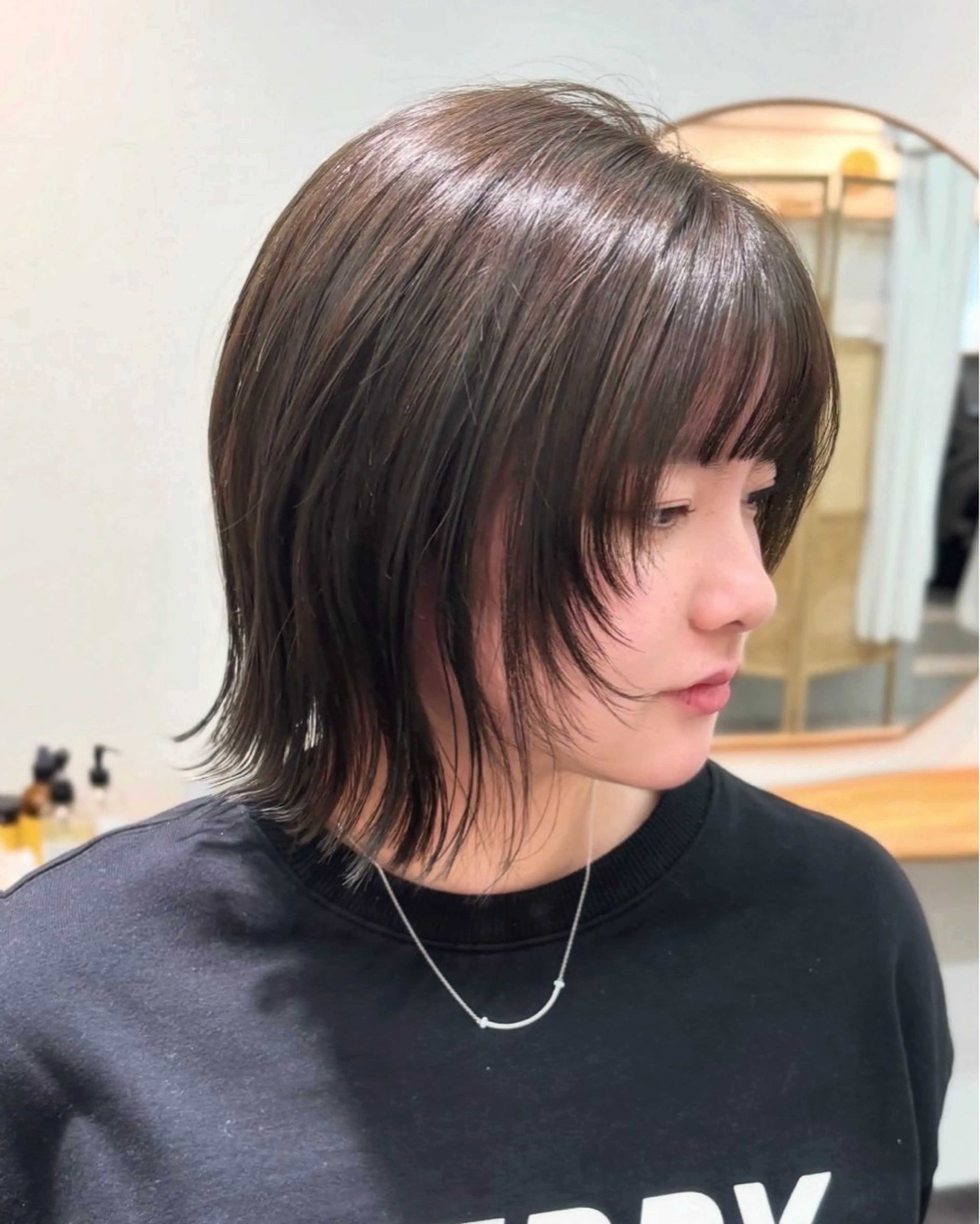 ミディアム 顔まわりレイヤー レイヤーカット ミカ🌟パーマ/ デジタルパーマのヘアスタイル