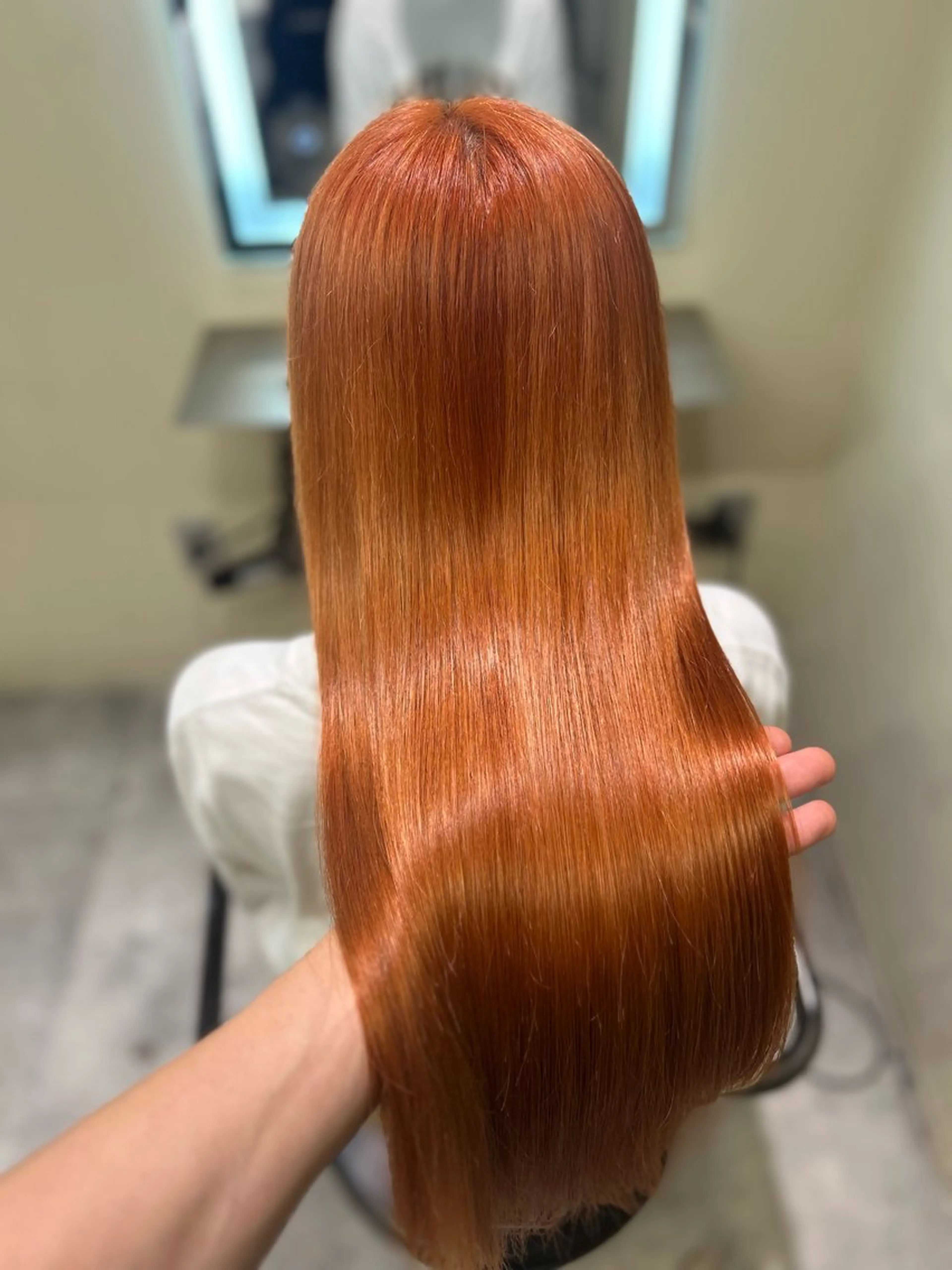 ロング カラー ブリーチ ブラウンカラー ブリーチなしカラー オレンジ オレンジブラウン レイヤーカット //金子 聖汰のヘアスタイル