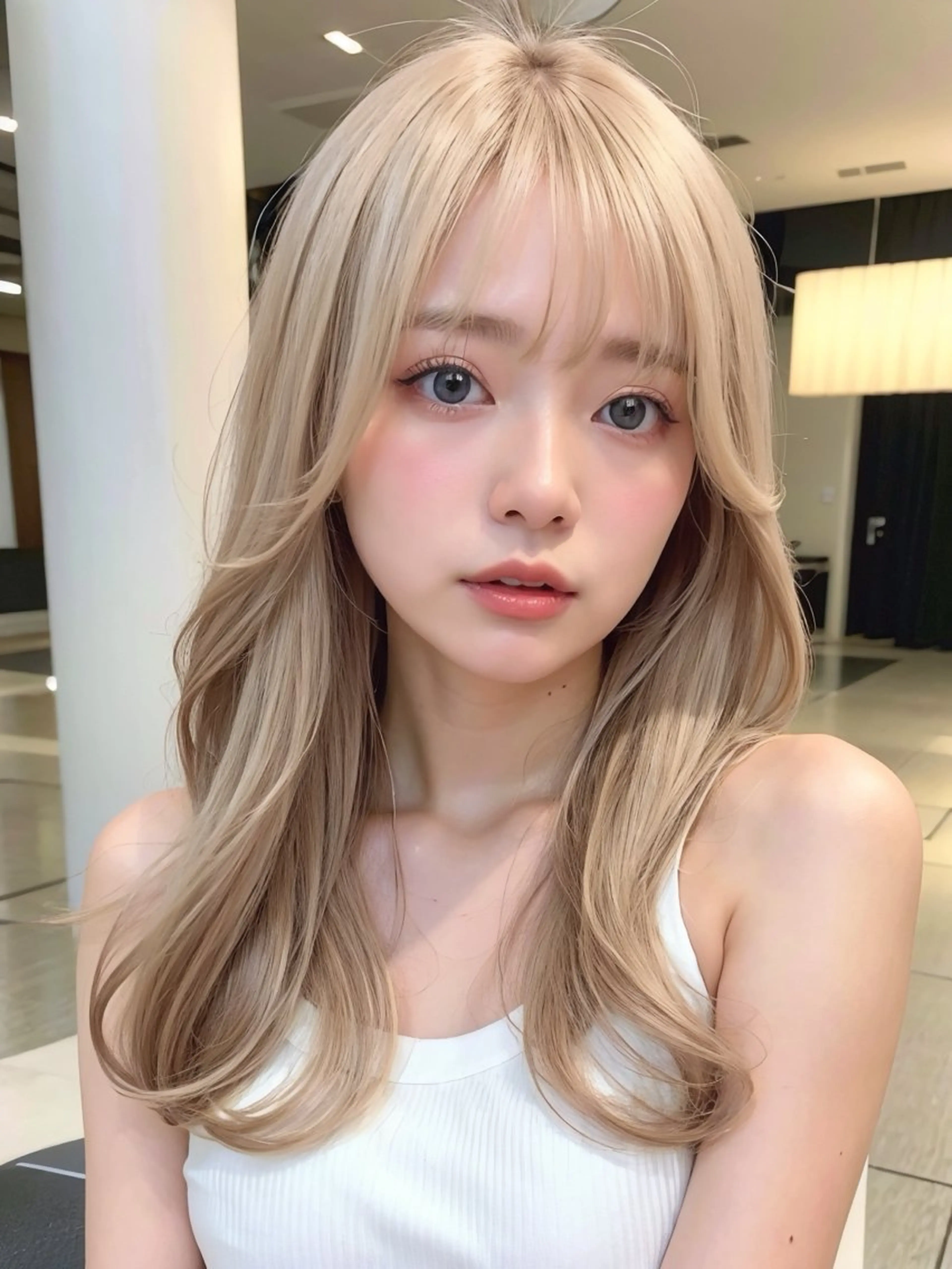セミロング ハイライト 髪質改善 韓国風ヘア レイヤーカット 縮毛矯正 ヘアカラー 髪質改善/レイヤー/ ショート/koshiのヘアスタイル