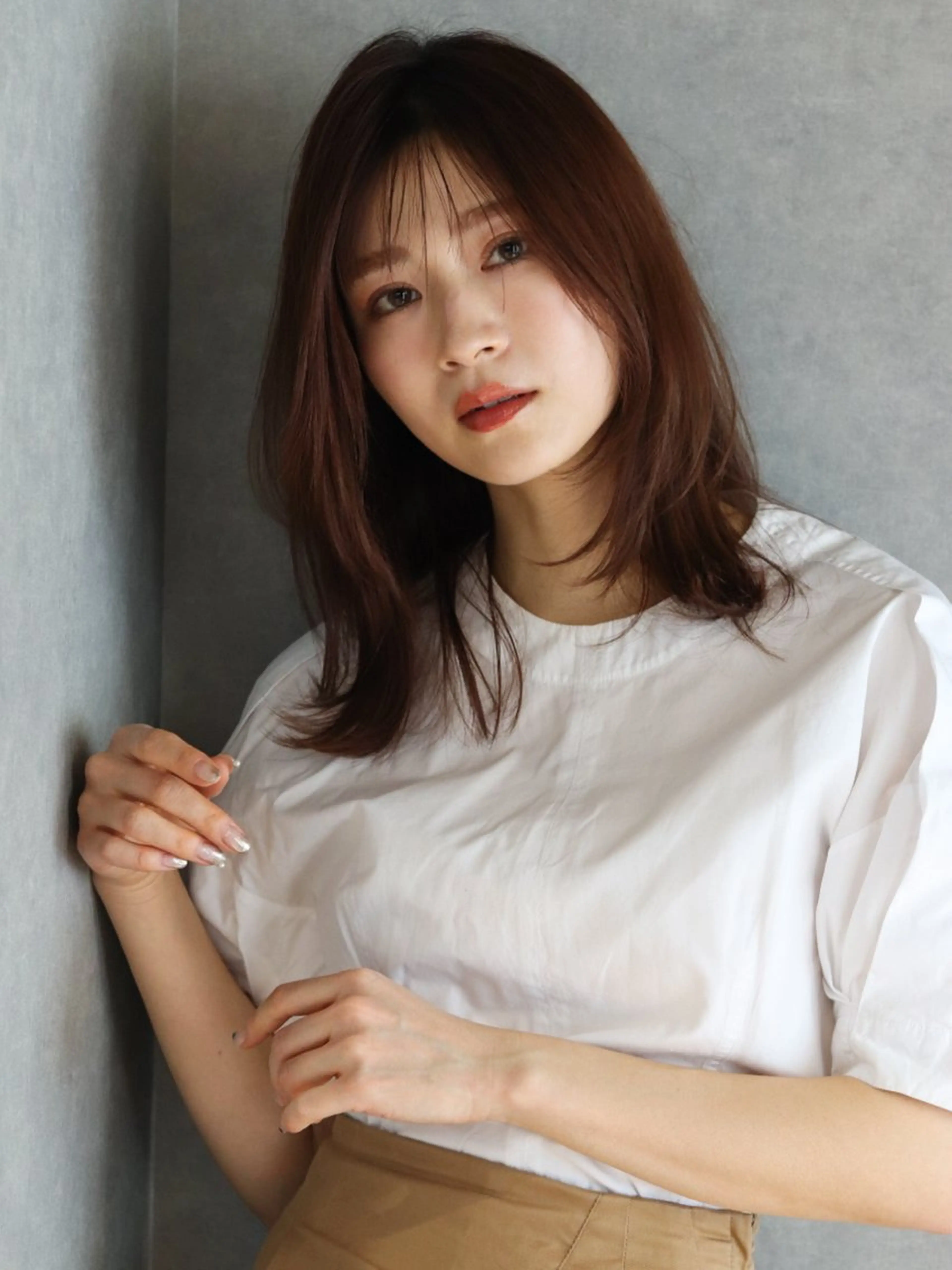 セミロング 柔らかい透明感カラー 髪質改善/神戸のヘアスタイル