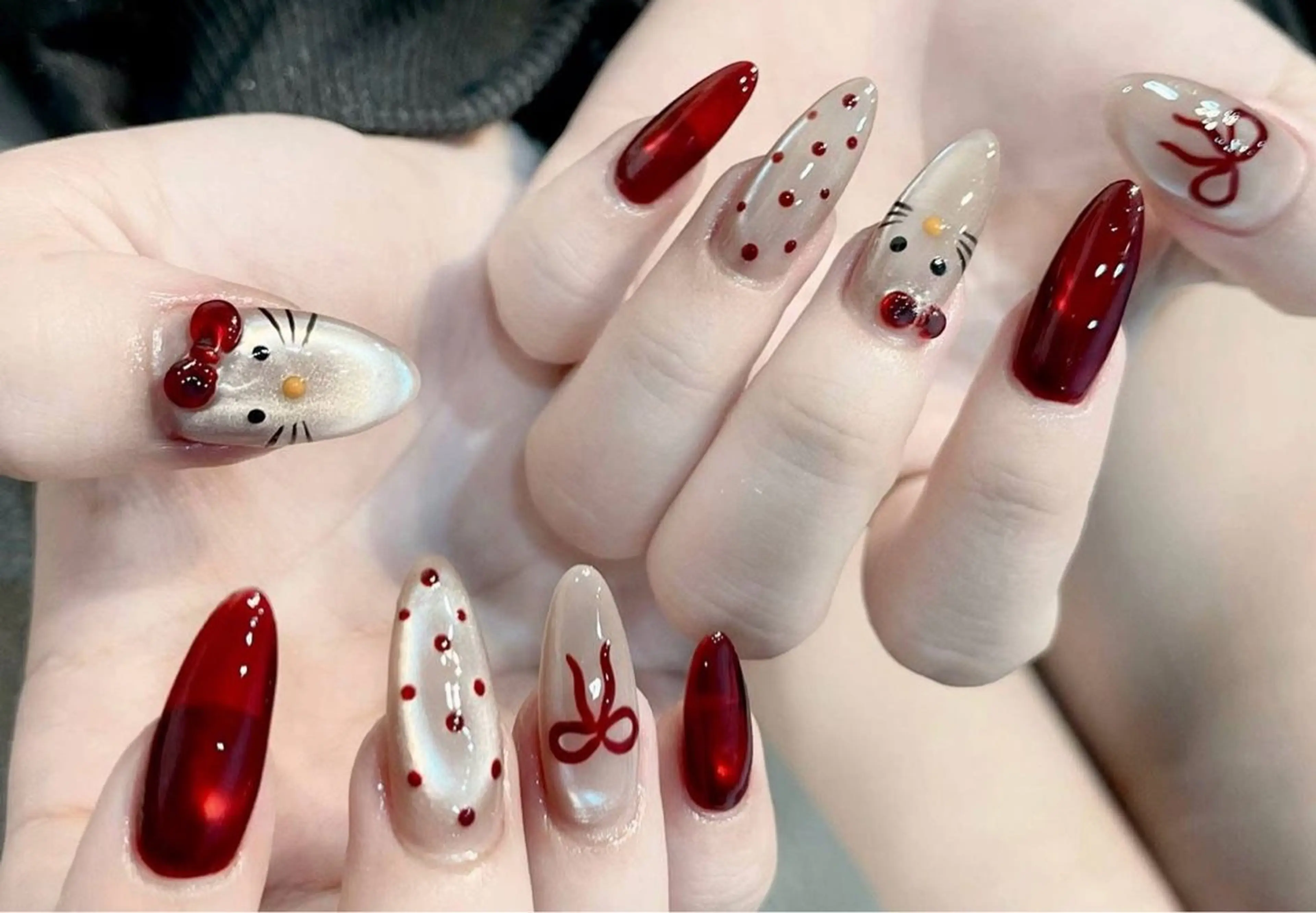 ネイル フレンチネイル キラキラネイル マグネットネイル ミラーネイル ニュアンスネイル MeiMei Nail モデル募集のネイルデザイン