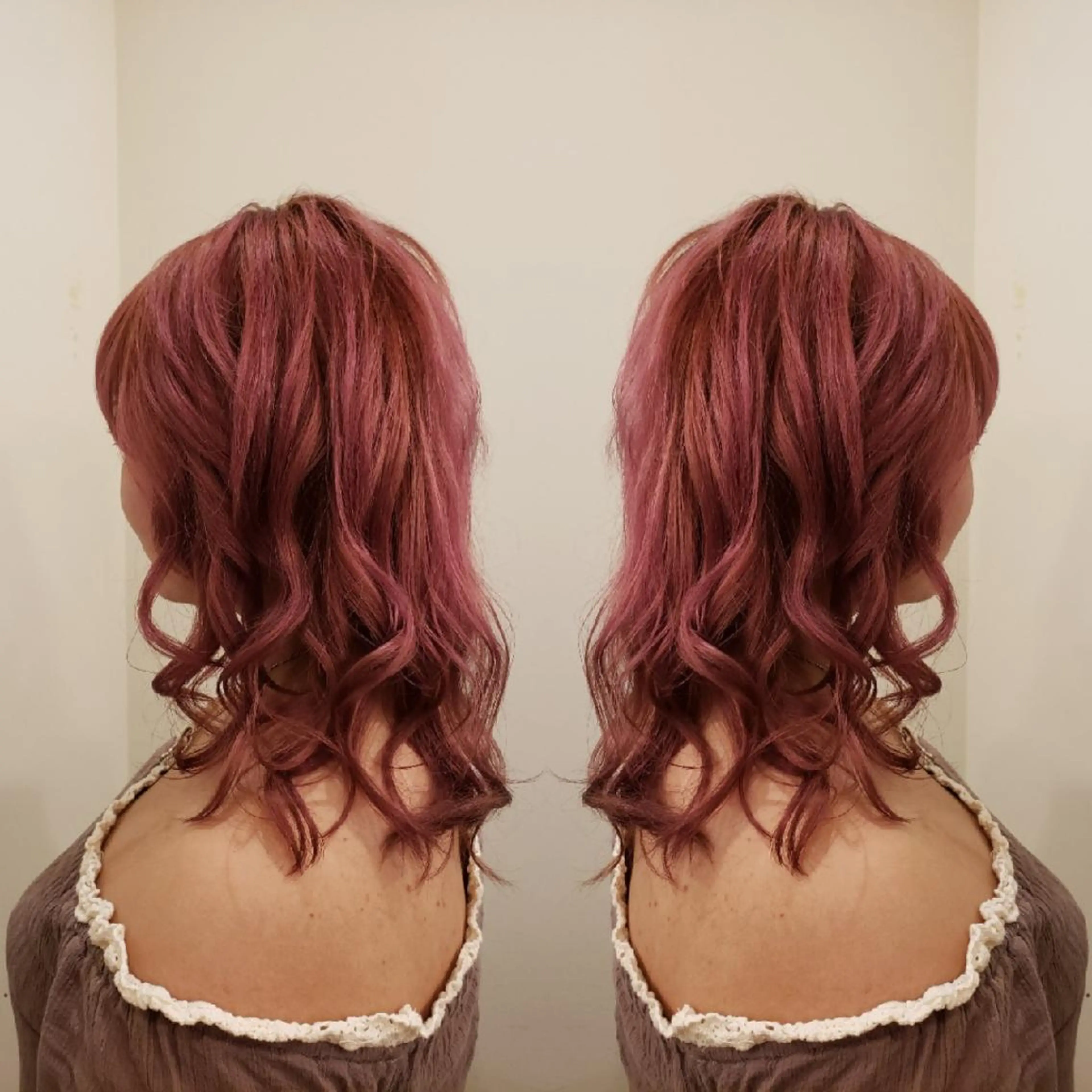 カラー ミディアム ピンクカラー 美谷添（ミヤゾエ） まどか大人ヘアサロンのヘアスタイル