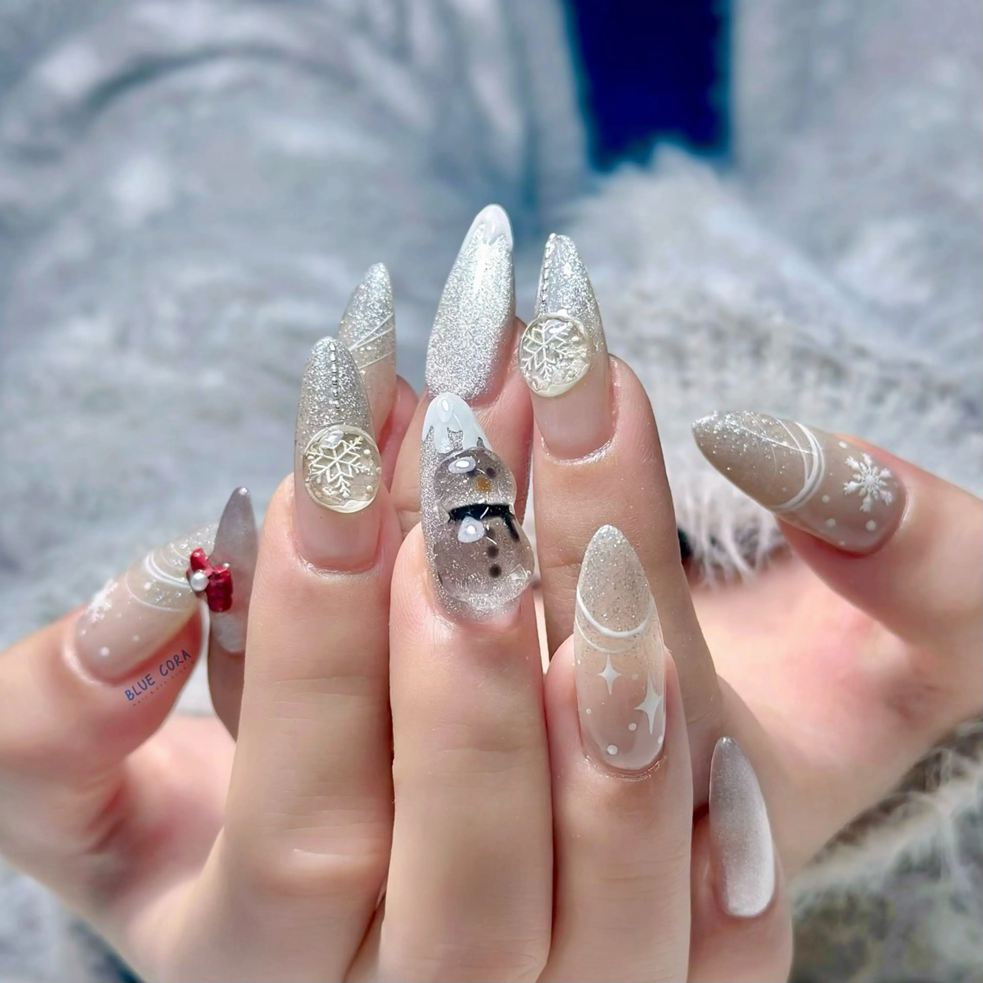 ネイル クリアネイル フラッシュネイル マグネットネイル BLUE CORAのネイルデザイン