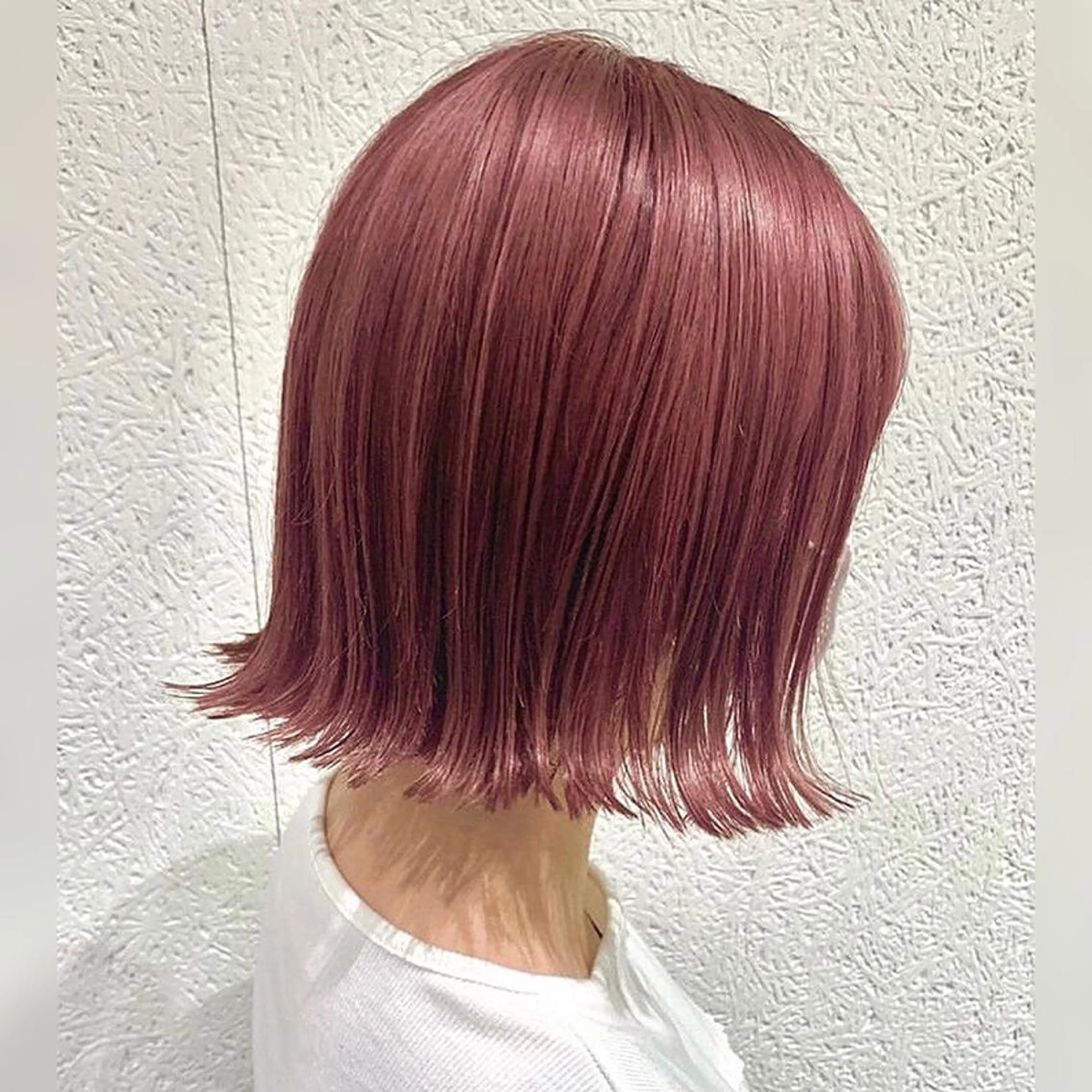 ミディアム カラー ヘアアレンジ ピンクカラー ボブ 髪質改善/ ツヤ髪カラー/高井のヘアスタイル