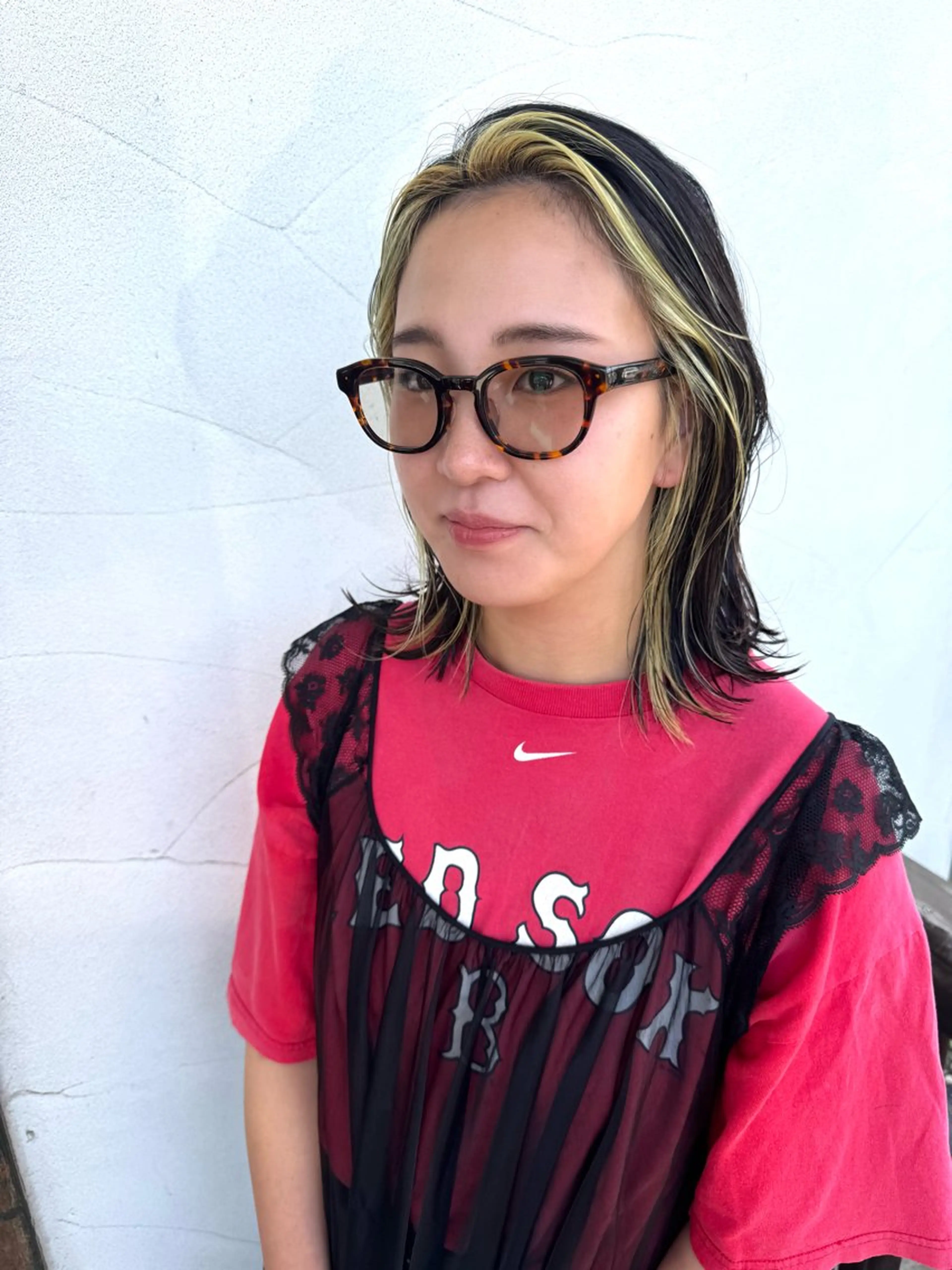 ミディアム カラー ミストバング 黒髪  フェイスフレーミング カット ヘアカラー イメチェン美容師⭕️ 富永健太のヘアスタイル