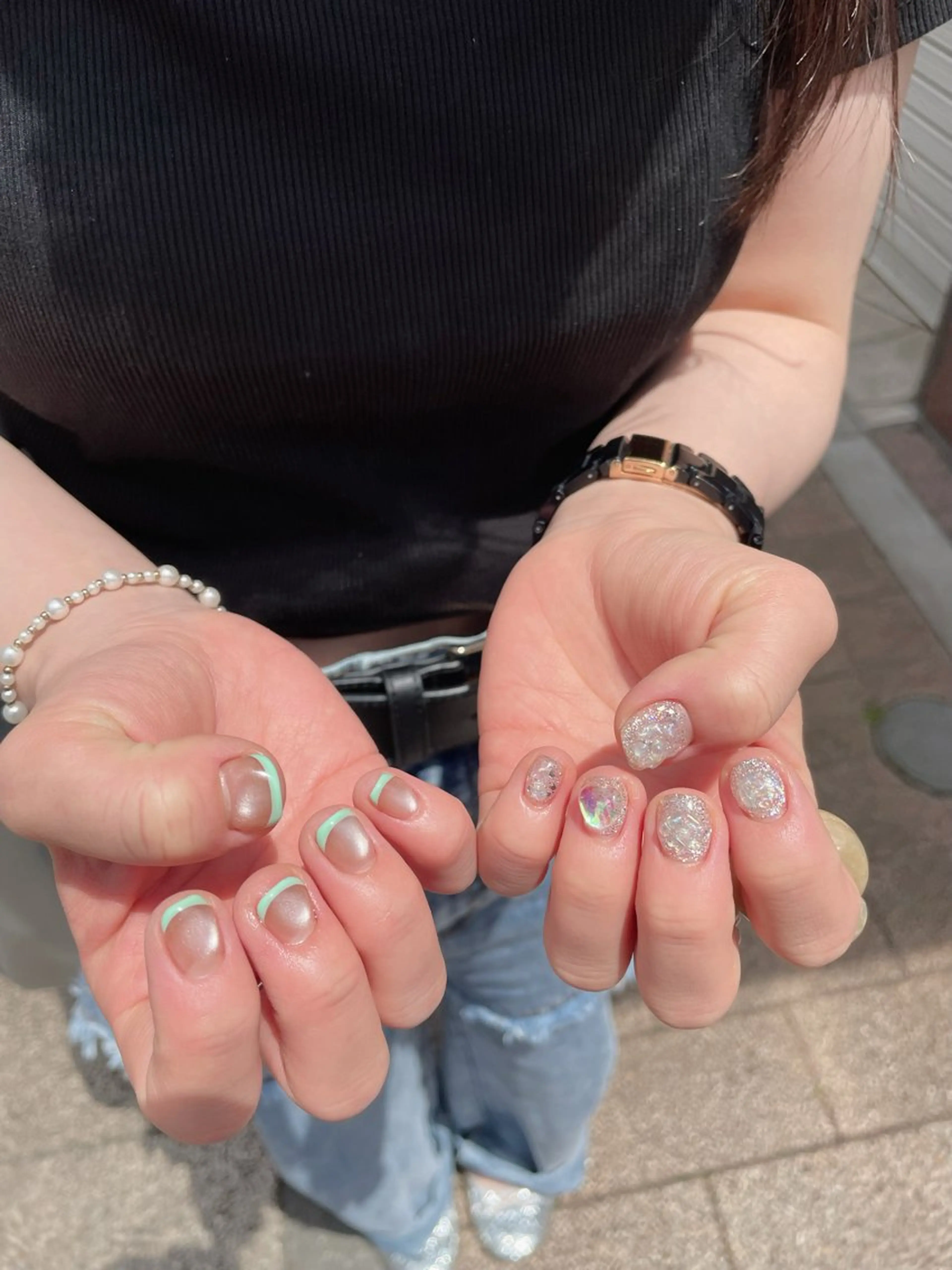 ネイル フレンチネイル マグネットネイル ハンドネイル Ricnail☾ ayanoのネイルデザイン