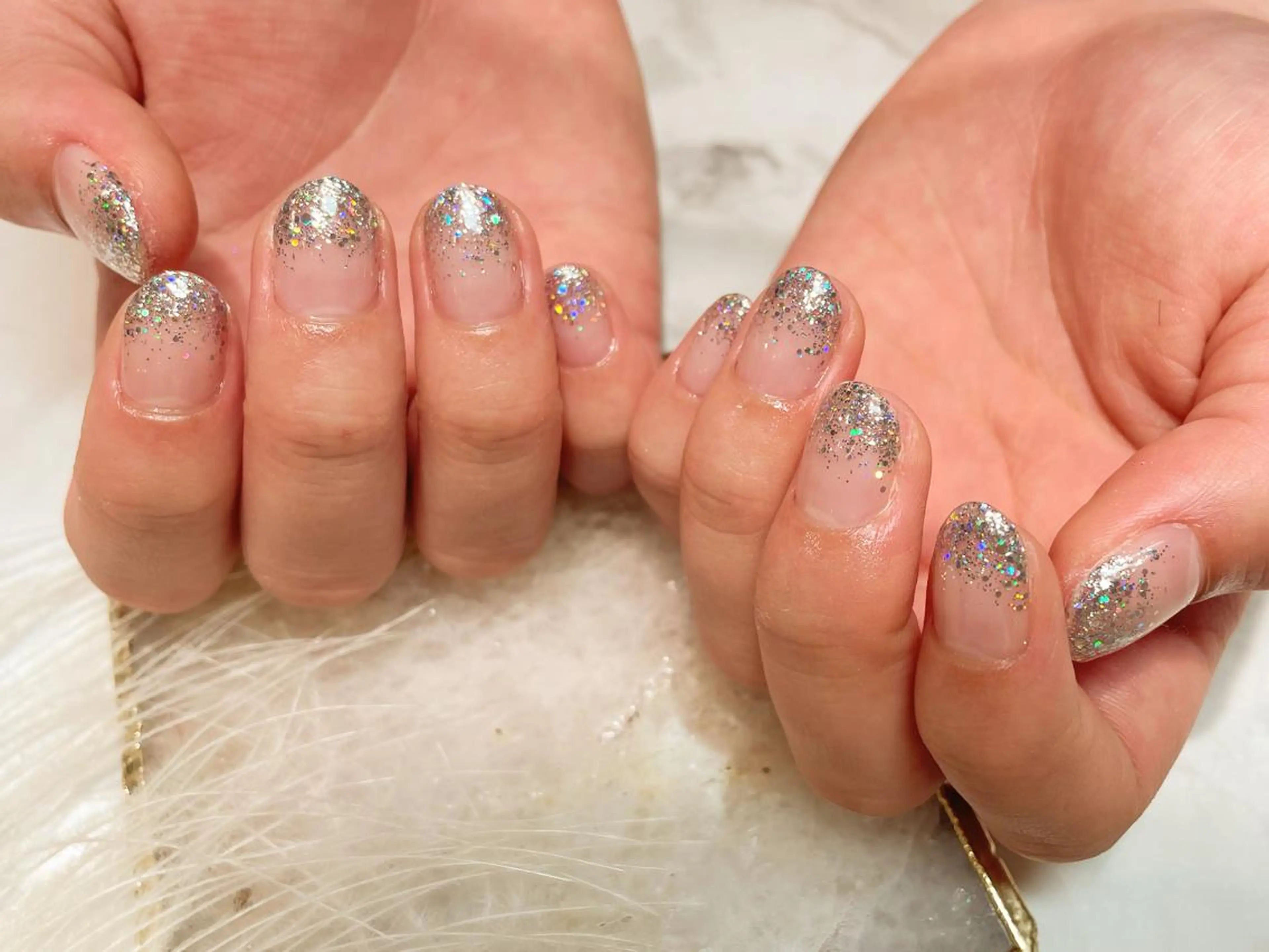 ネイル ラメ(グリッター) ラメグラデーション ハンドネイル Aing nail所属・Aing nail 澤瀬のネイルデザイン