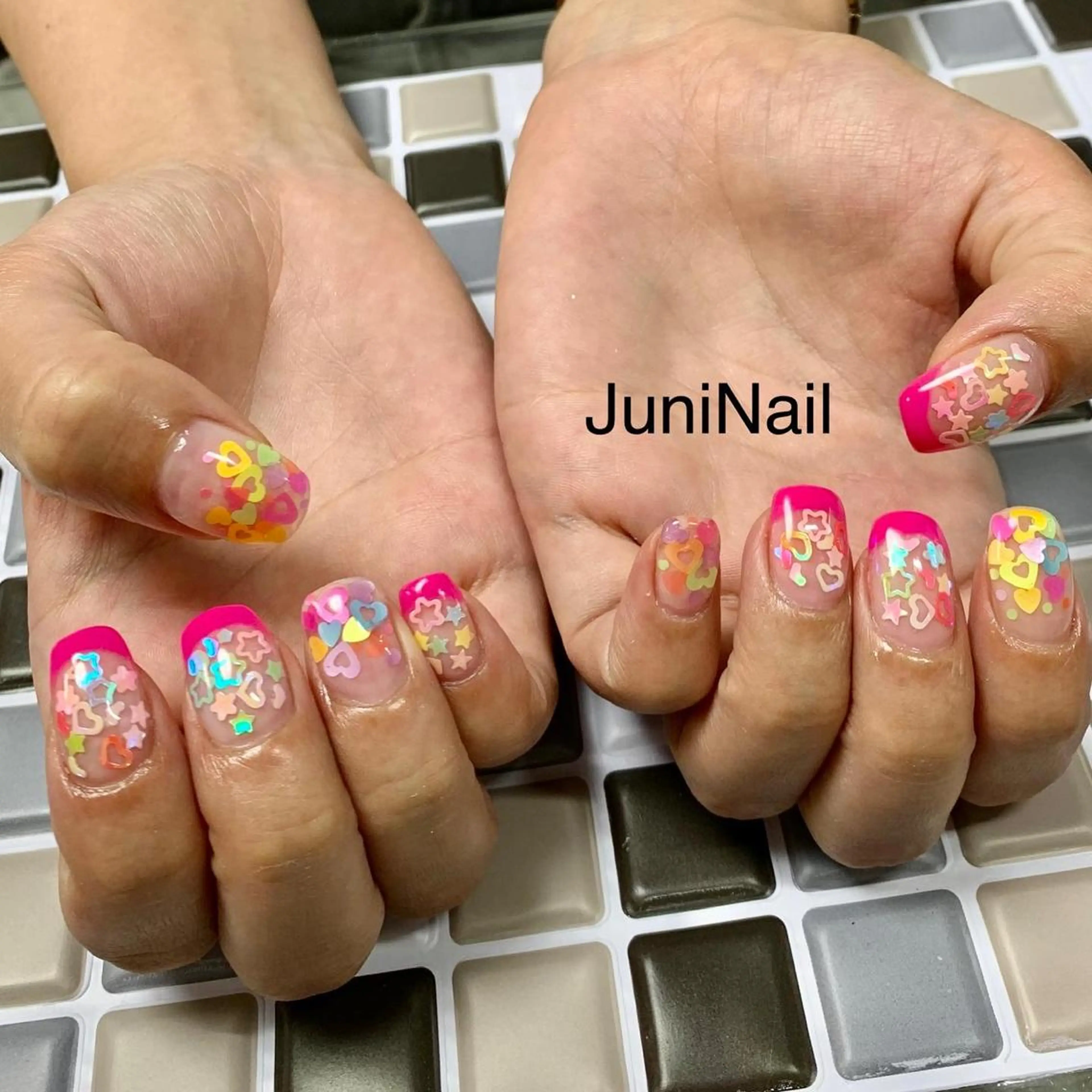 ネイル オーロラネイル クリアネイル 成人式 フラッシュネイル フレンチネイル ハンドネイル JuniNail 주니네일🇰🇷suのネイルデザイン