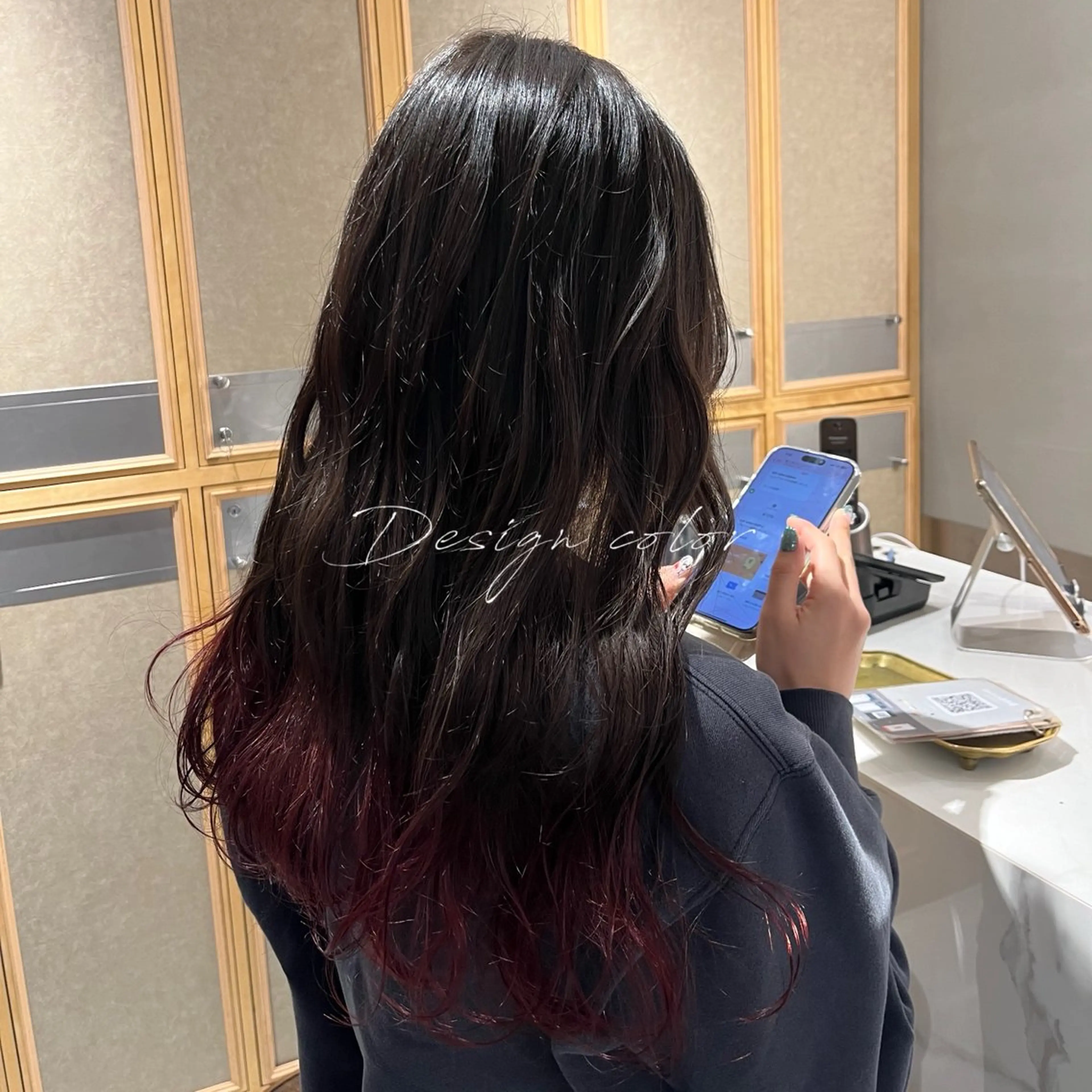 ロング カラー ピンクカラー レッドカラー ヘアカラー トリートメント ナミ🩶暗髪/暖色 ❤️/透明感/縮毛のヘアスタイル