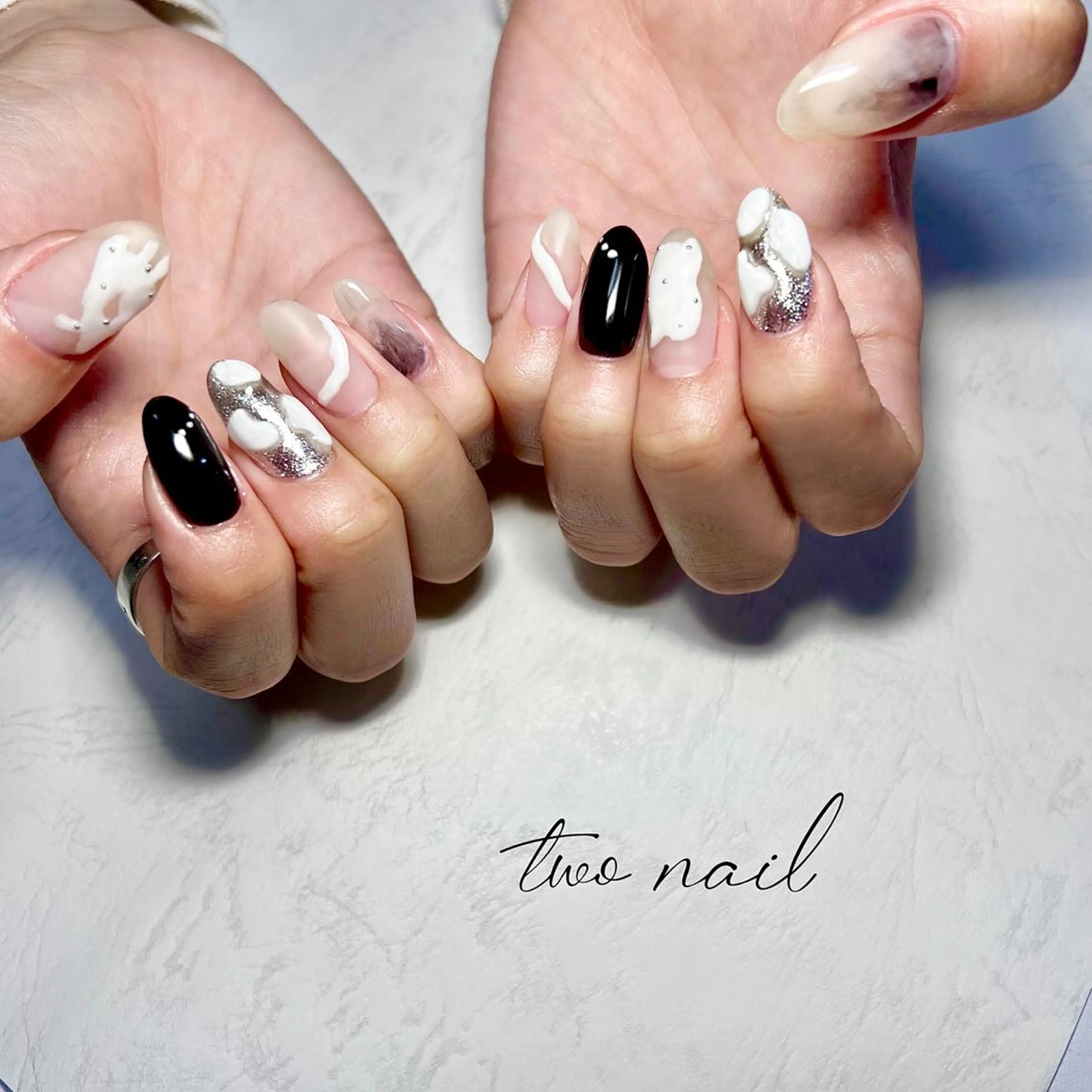 ネイル アートネイル フットネイル ハート ニュアンスネイル ホワイト two nailのネイルデザイン