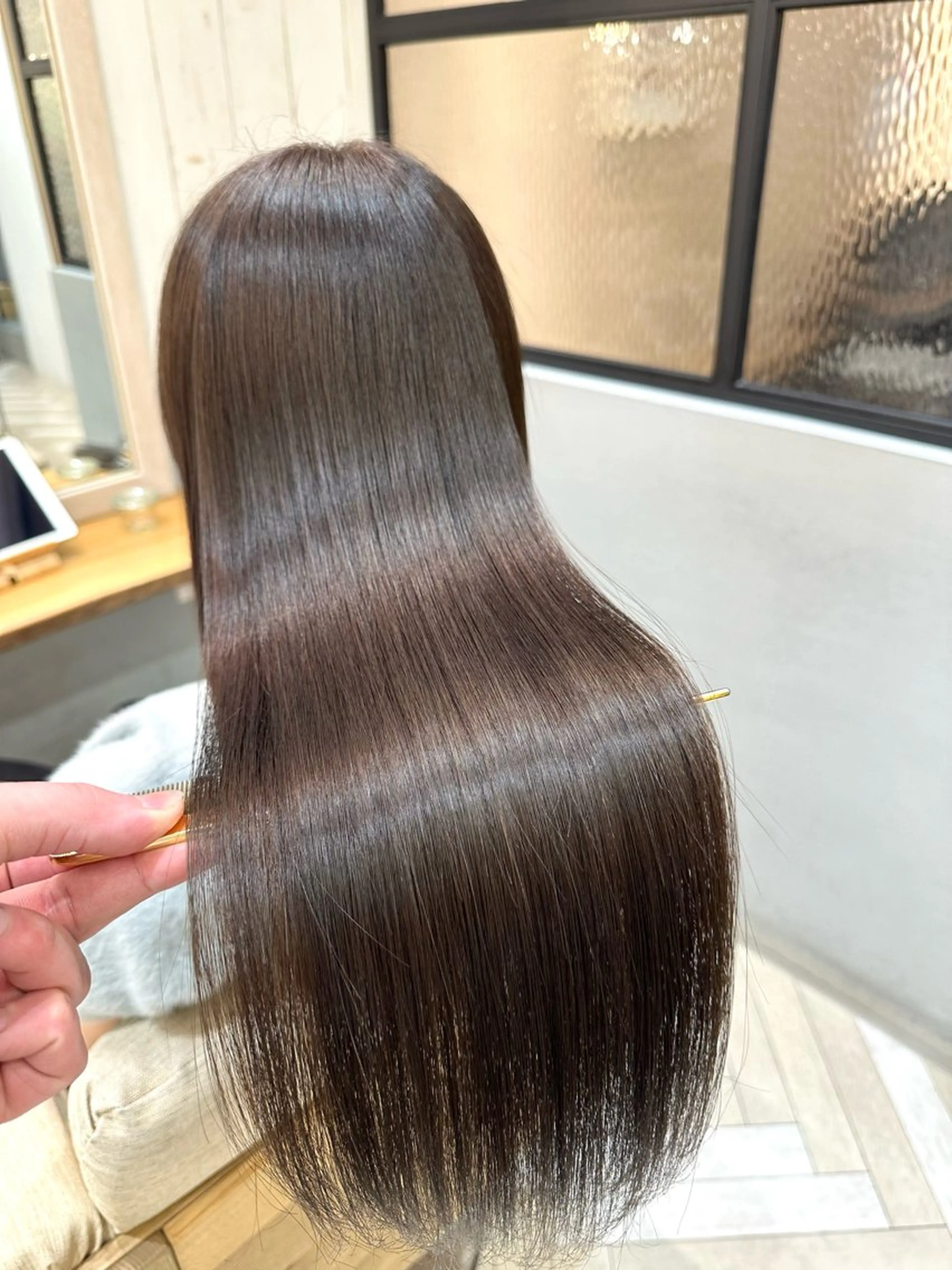 セミロング カラー ショートボブ セミロングパーマ バレイヤージュ ベージュカラー ブリーチ カット 縮毛矯正 トリートメント 新宿/髪質改善/ボブ 韓国レイヤー大重聖斗のヘアスタイル