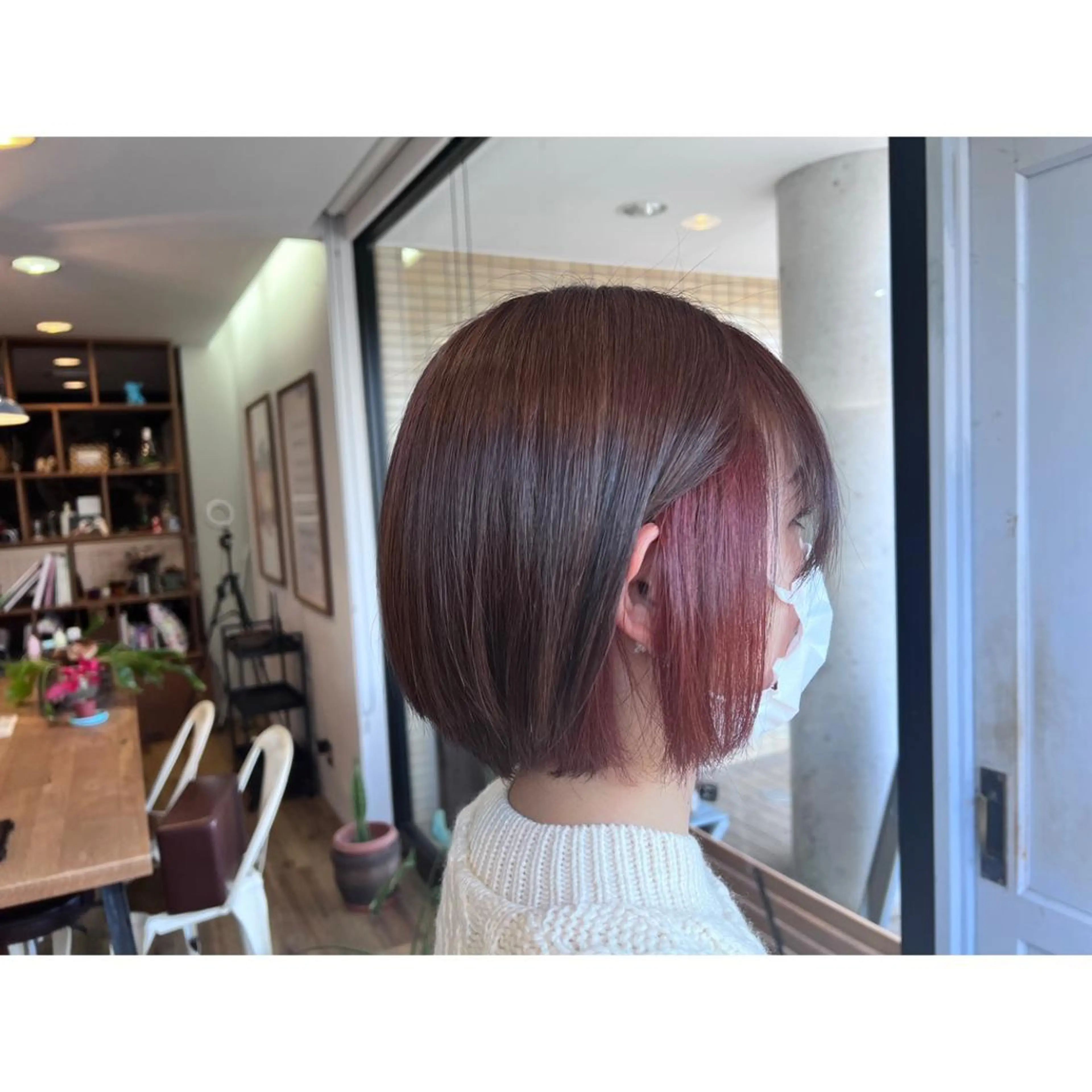 ショート カラー アッシュ ピンクカラー ピンクアッシュ ヘアカラー トリートメント ツキダテ ユイのヘアスタイル