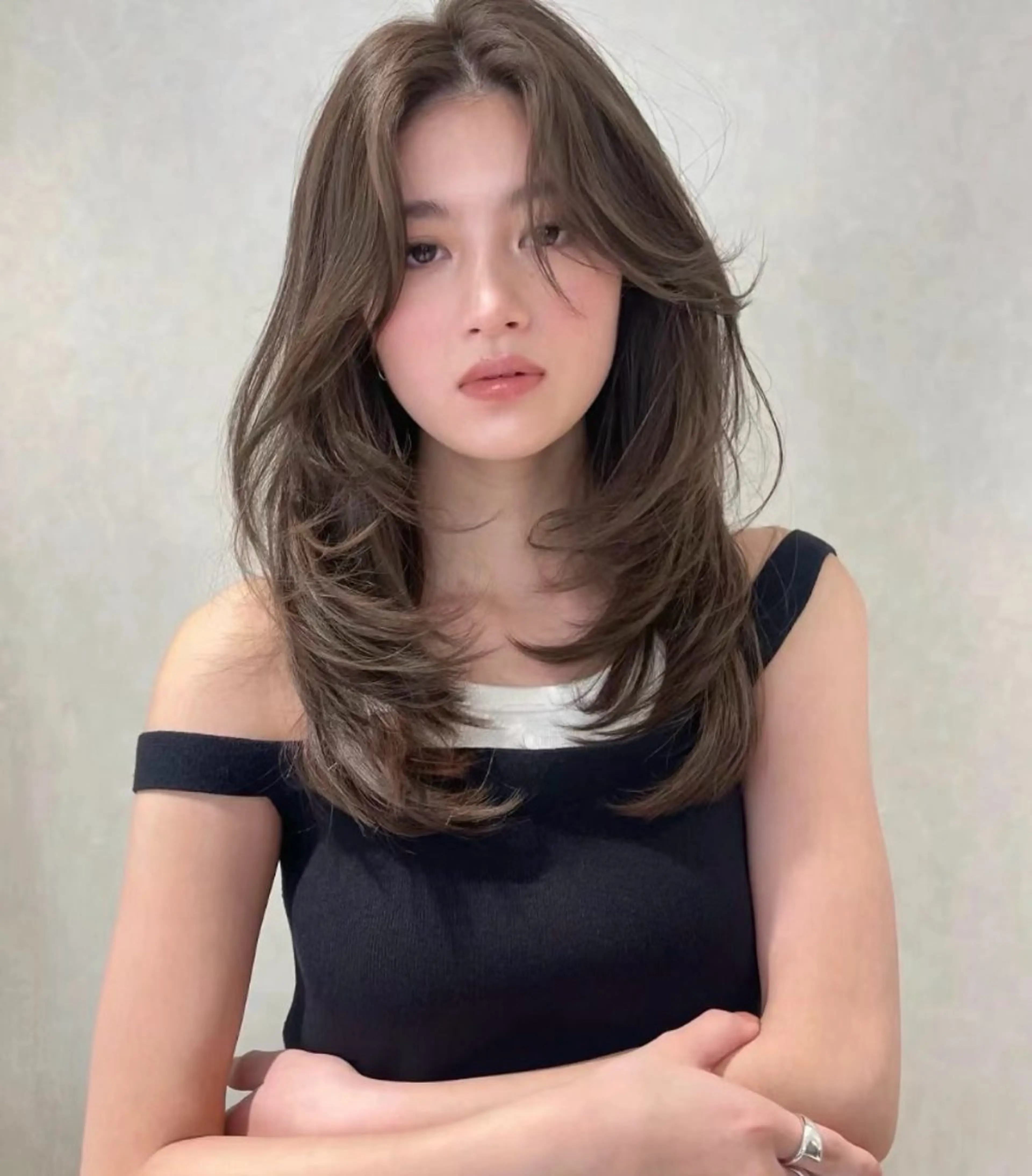 ミディアム カラー カット ヘアカラー トリートメント レイヤー/柔色 カラー/SAkiのヘアスタイル