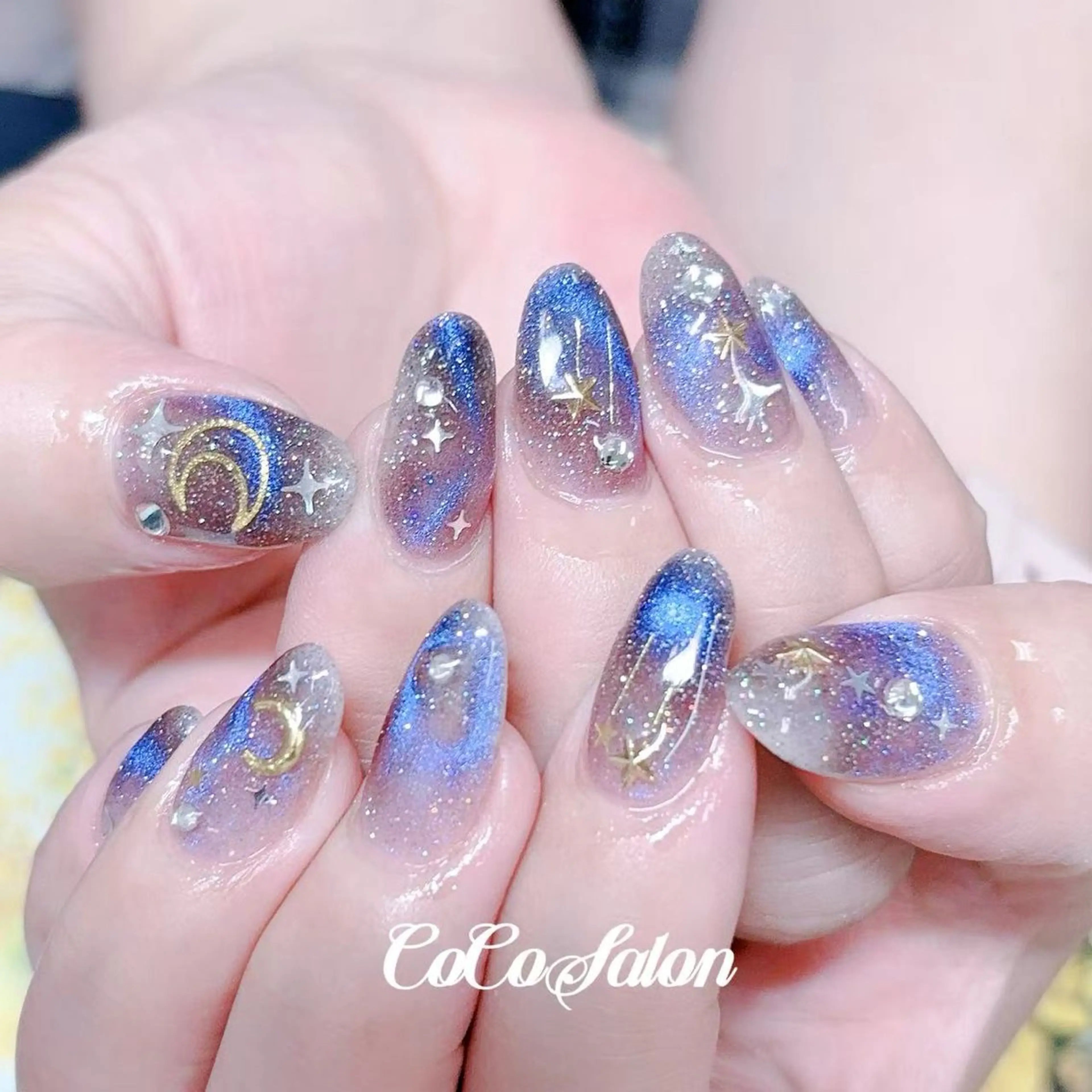 ネイル ブルー ジェルネイル マグネットネイル CoCo Salon ネイル/睫毛/脱毛のネイルデザイン