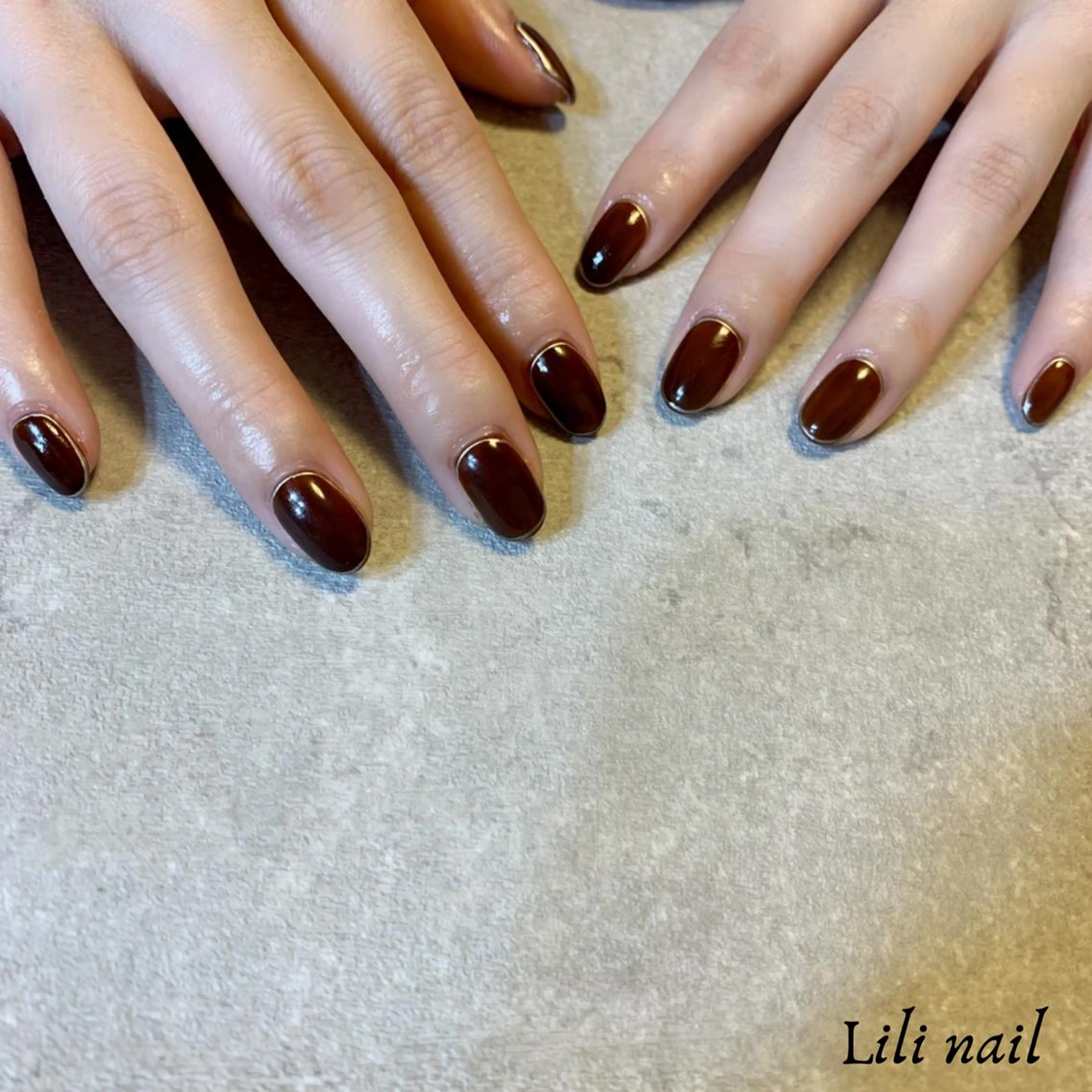 ショート ネイル ブラウン Lilibeauty salonのネイルデザイン