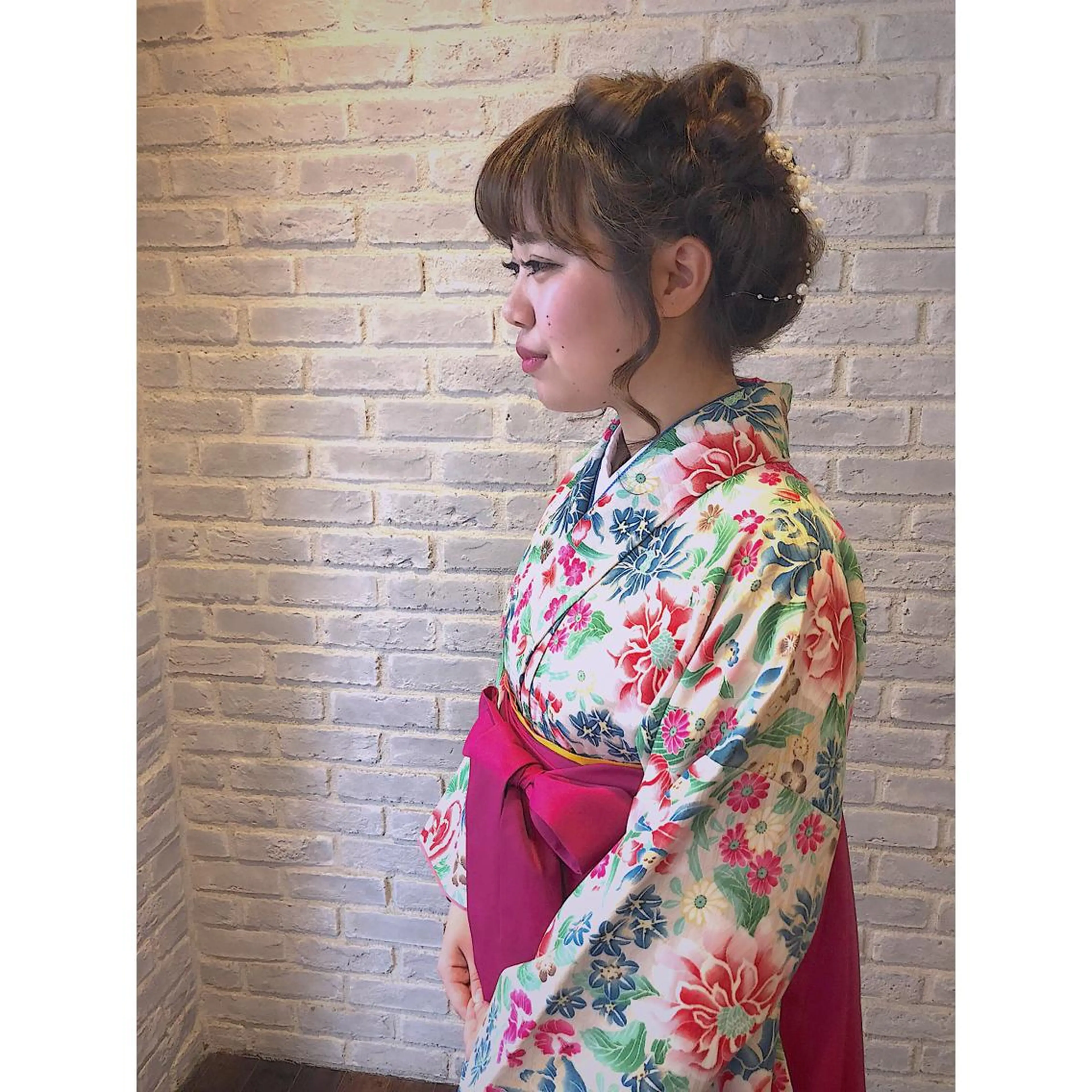 セミロング カラー パーマ ヘアアレンジ 藤井 菜緒のヘアスタイル