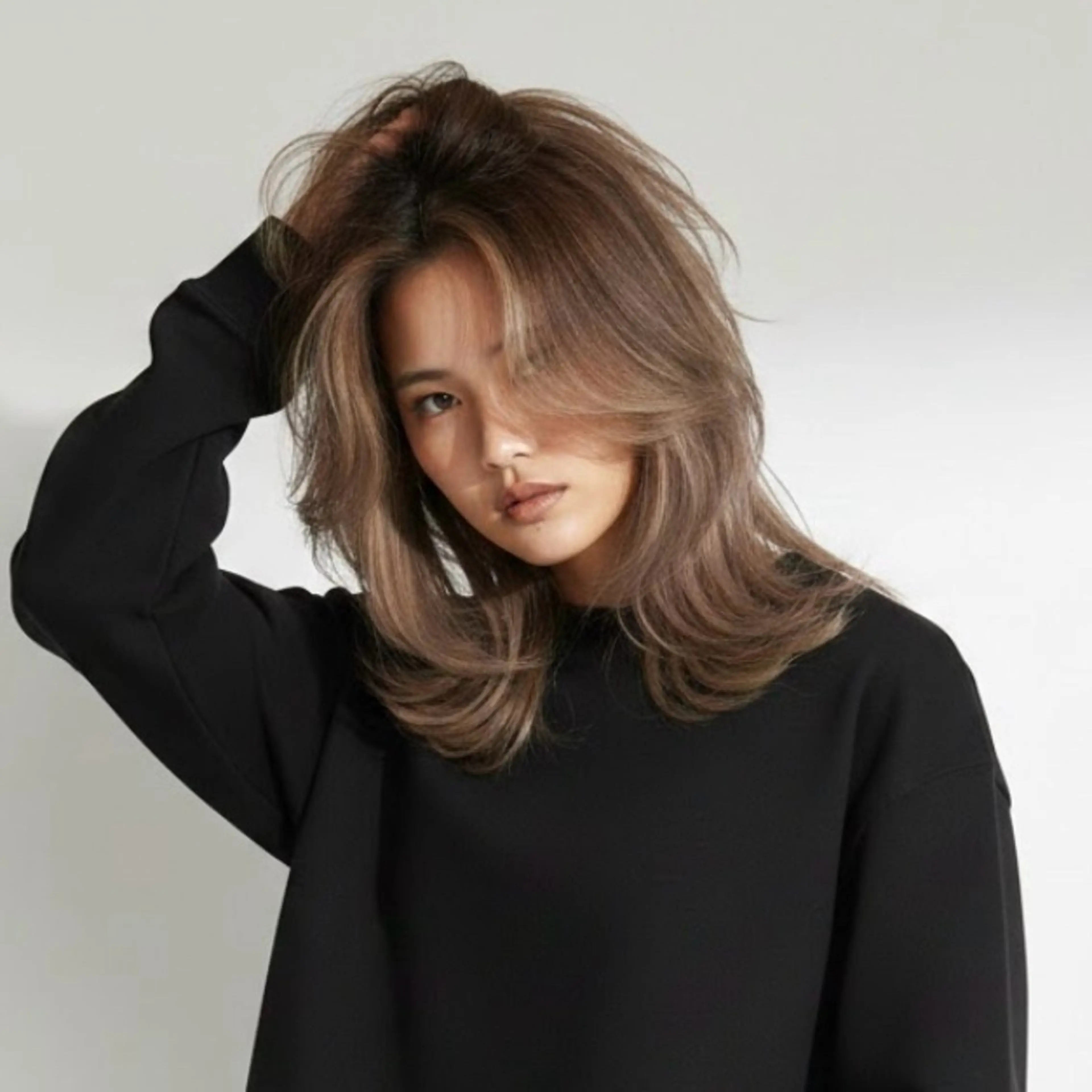 ミディアム カラー バレイヤージュ ベージュカラー ブリーチ ブラウンカラー ブラウンベージュ カット ヘアカラー 髪質改善特化KIZU /艶髪研究（京都）のヘアスタイル