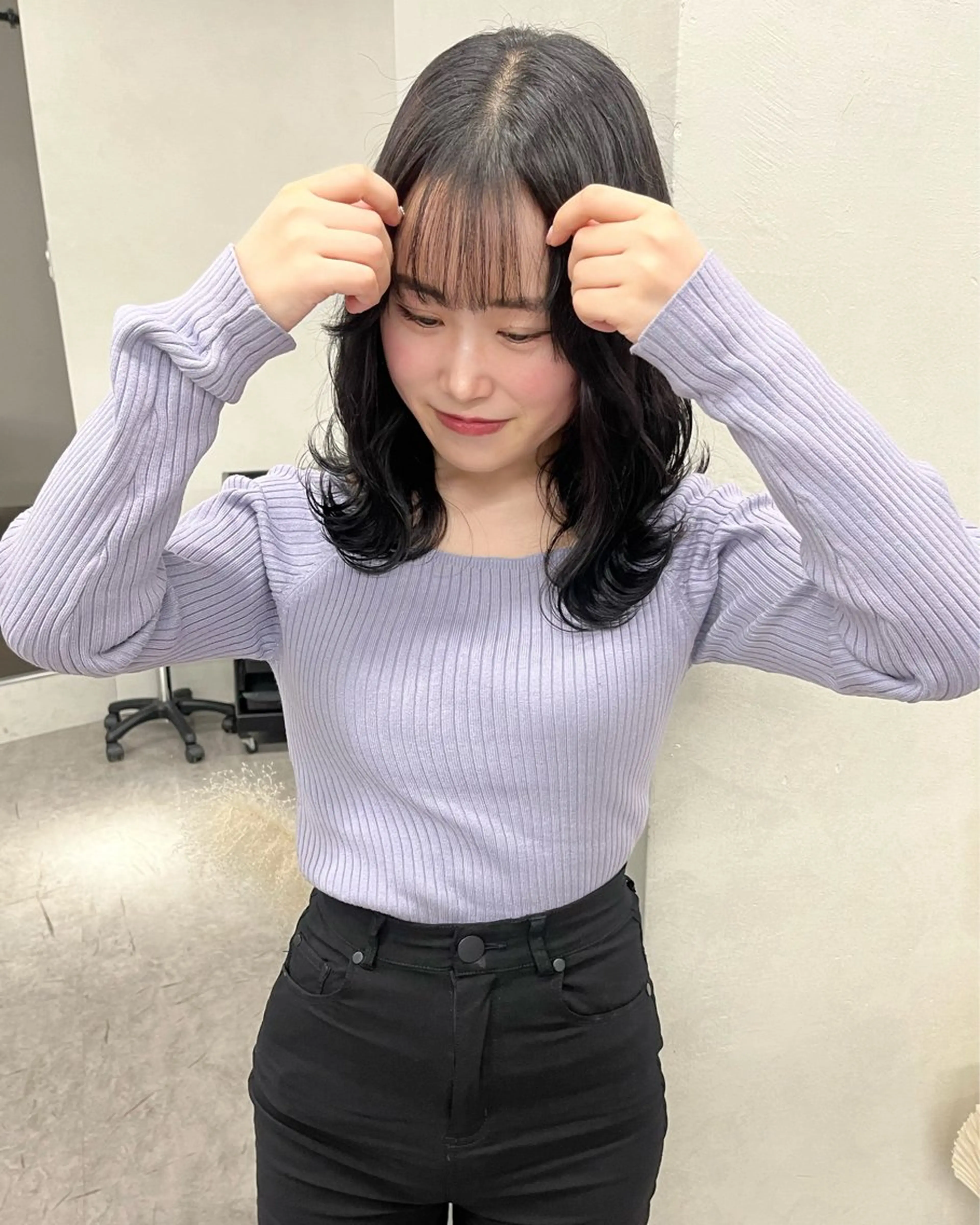 ミディアム カラー 黒髪 カットモデル募集中 Yui🎀✨のヘアスタイル